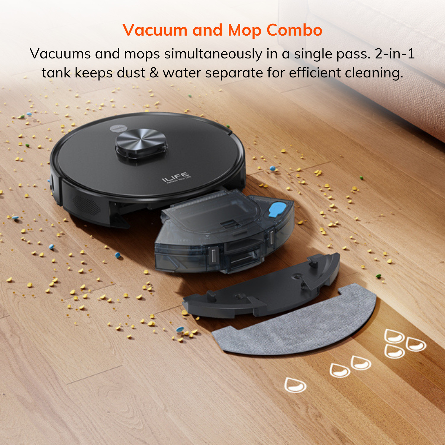 Image of ILIFE T20s Ultra Robot Vacuum Cleaner, 25000Pa Suction, Self-empty Up to 70 Days Robotic Floor Cleaner with 2 in 1 Mopping and Vacuum, Reusable Dust Bag (WiFi Connectivity, Google Assistant and Alexa)