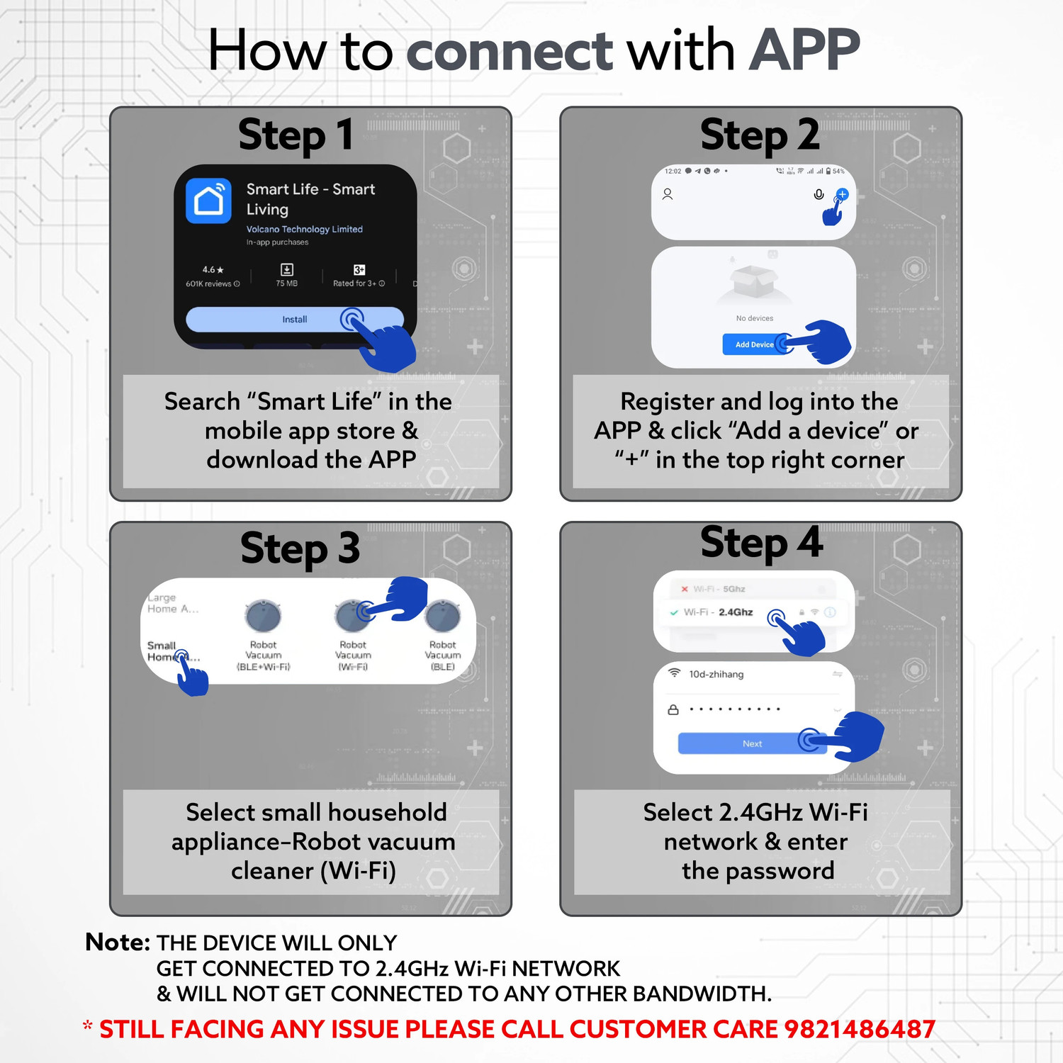 Image of AGARO Royal Robot Vacuum Cleaner, Brush, Dry Vacuum & Wet Mop, Automatic Cleaning Robotic Floor Cleaner (WiFi Connectivity)