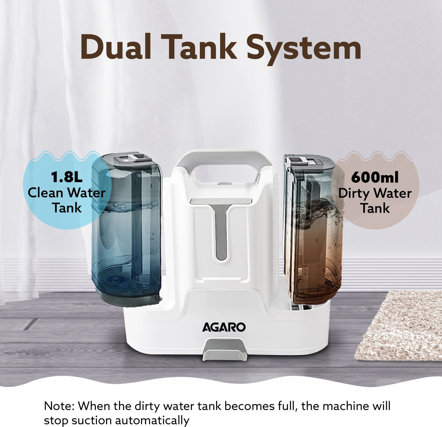 Image of AGARO Crest Portable Spot Cleaner,Multi-Purpose Portable Carpet Cleaner Wet & Dry Vacuum Cleaner