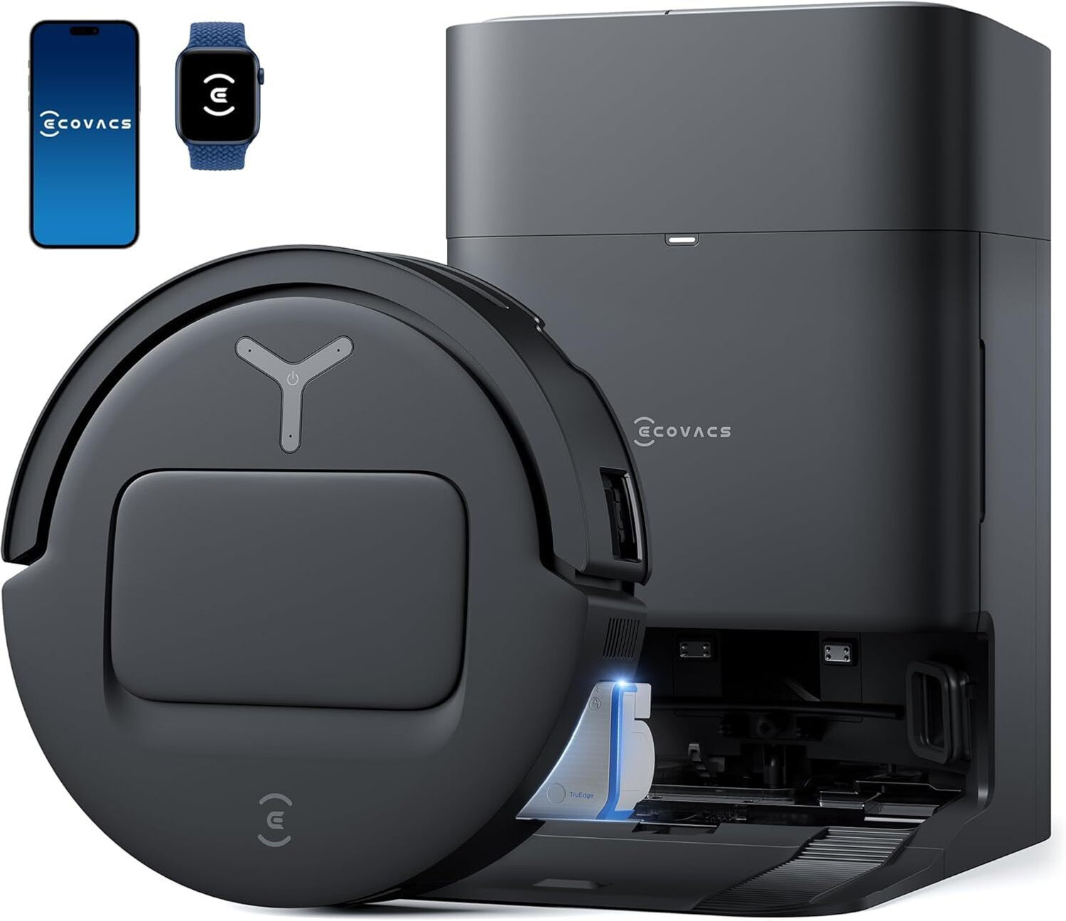 Image of ECOVACS T80 Omni Black Robotic Floor Cleaner with 2 in 1 Mopping and Vacuum, Anti-Bacterial Cleaning, Reusable Dust Bag (WiFi Connectivity, Google Assistant and Alexa)