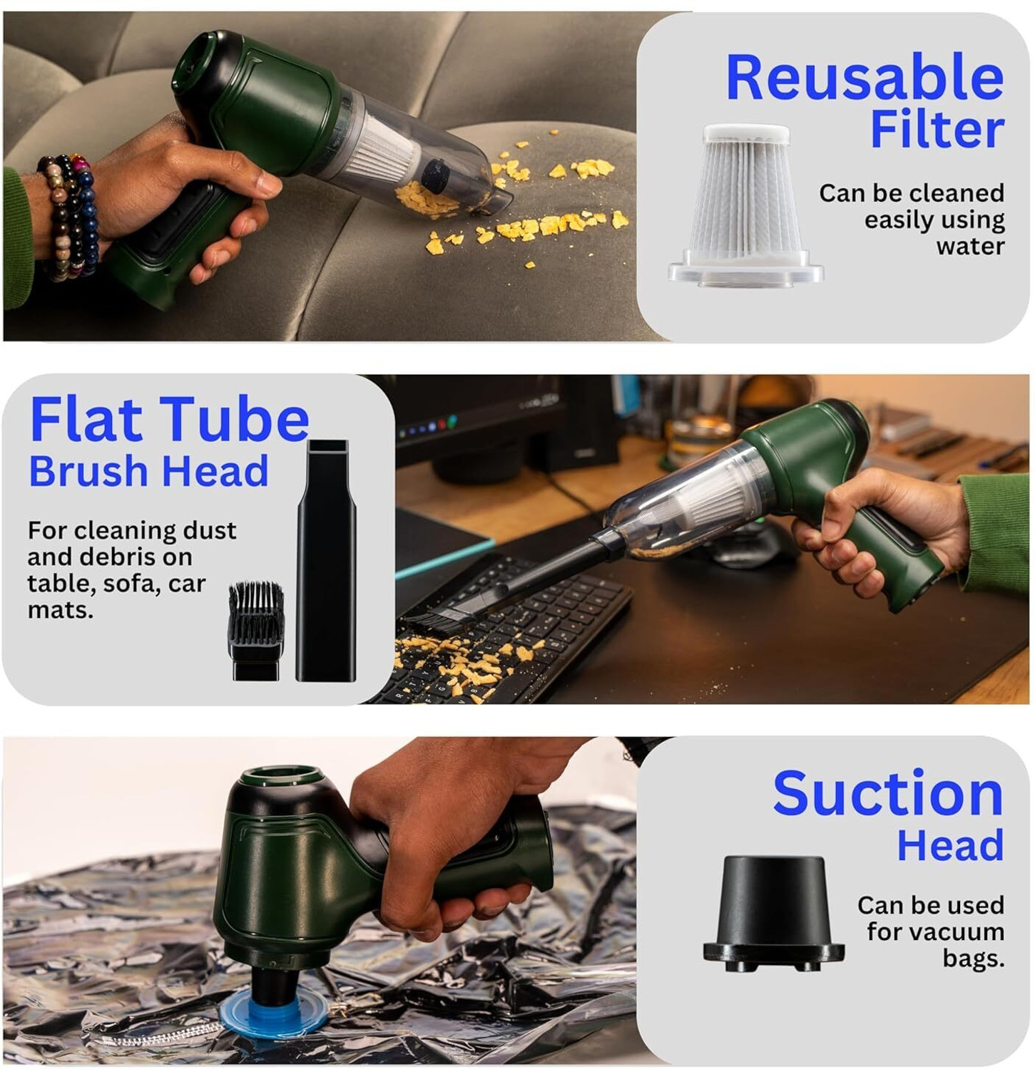 Image of PAGALY Mini Wireless Handheld Car Vacuum With Air Blowing For Car,Office,Home,Keyboard Car Vacuum Cleaner
