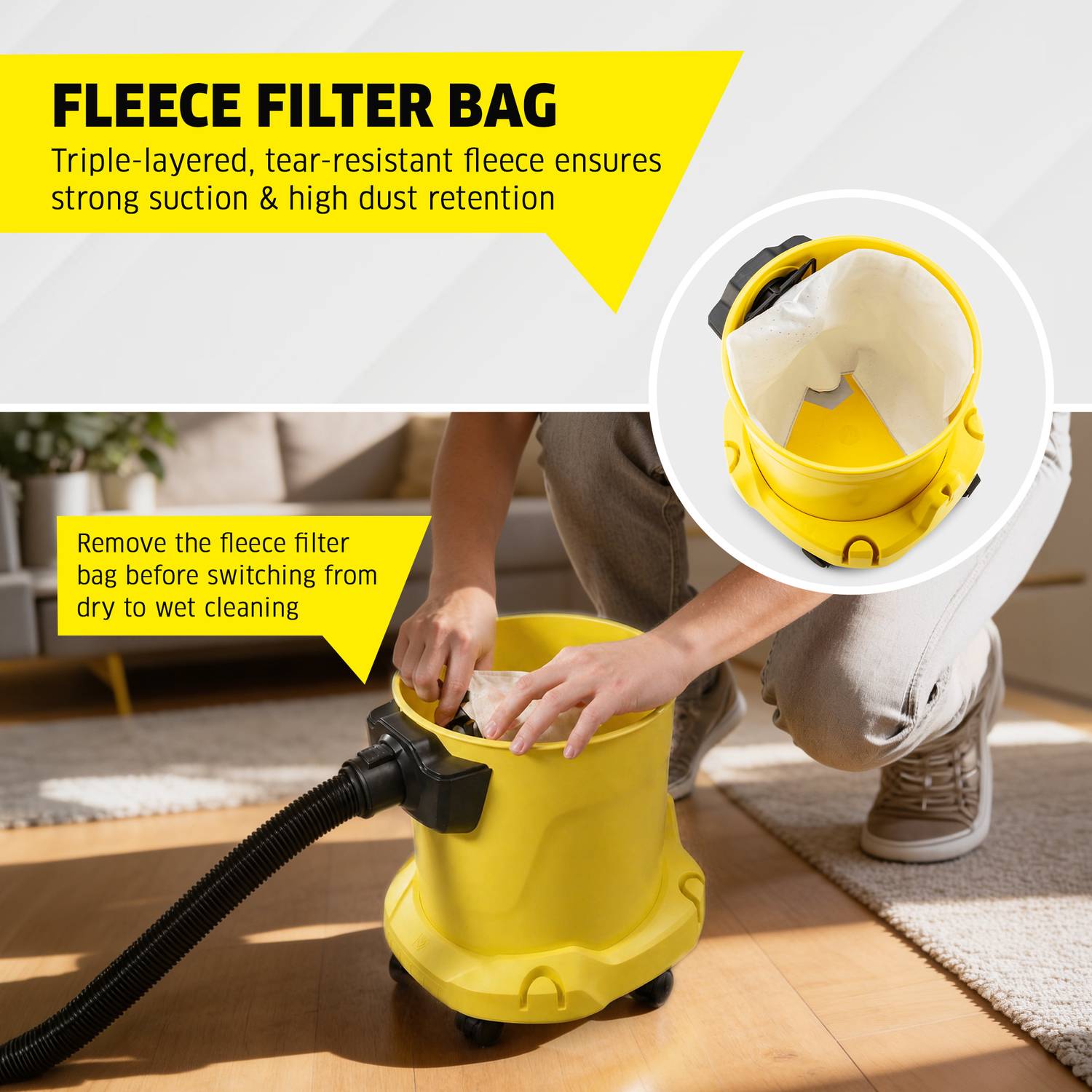 Karcher WD 3 V-15/4/20 (YYY) Wet & Dry Vacuum Cleaner 23kPa