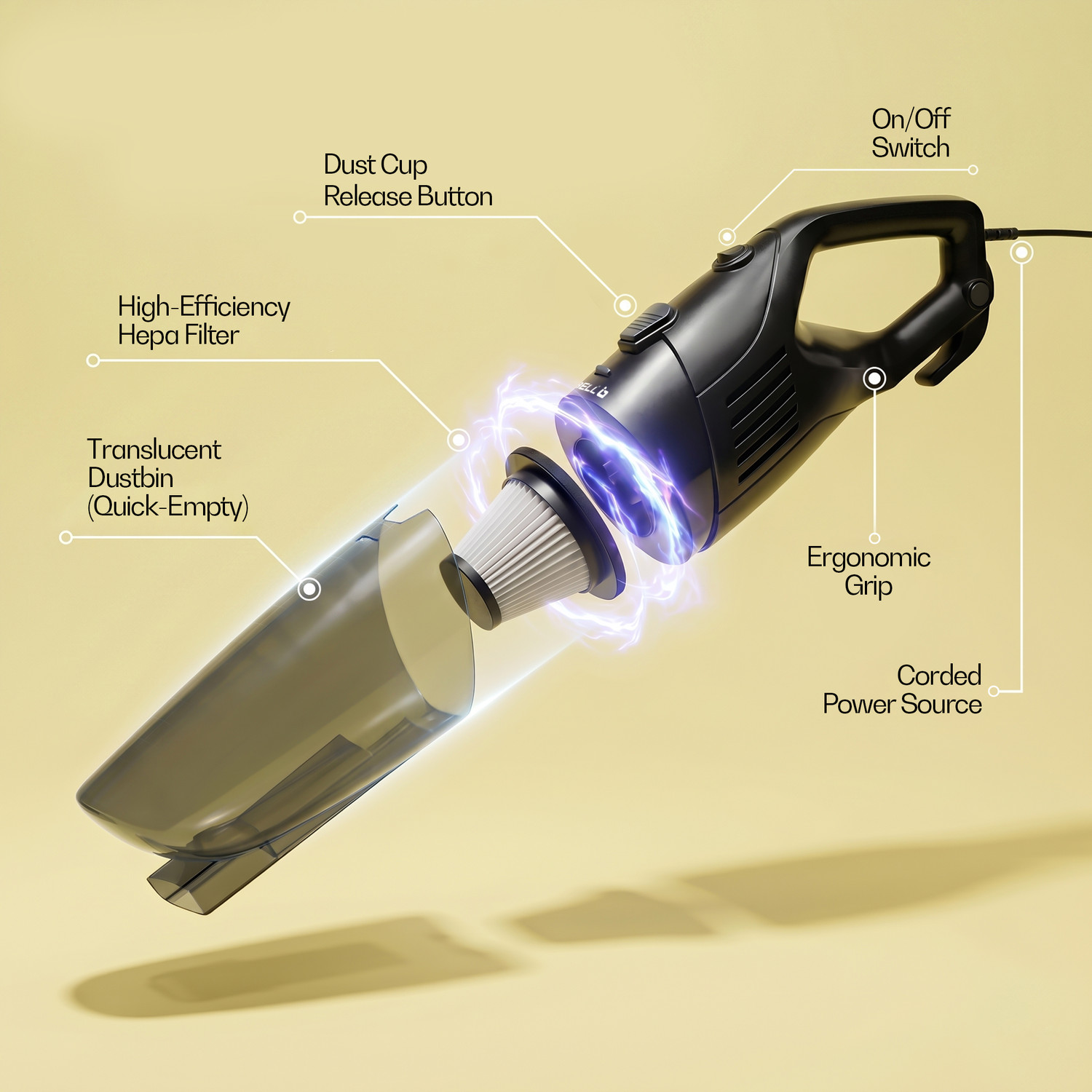 Image of iBELL TURBOSTICK650 Stick Vacuum Cleaner Washable Hepa Filter Crevice Tool Wet & Dry Vacuum Cleaner with Anti-Bacterial Cleaning