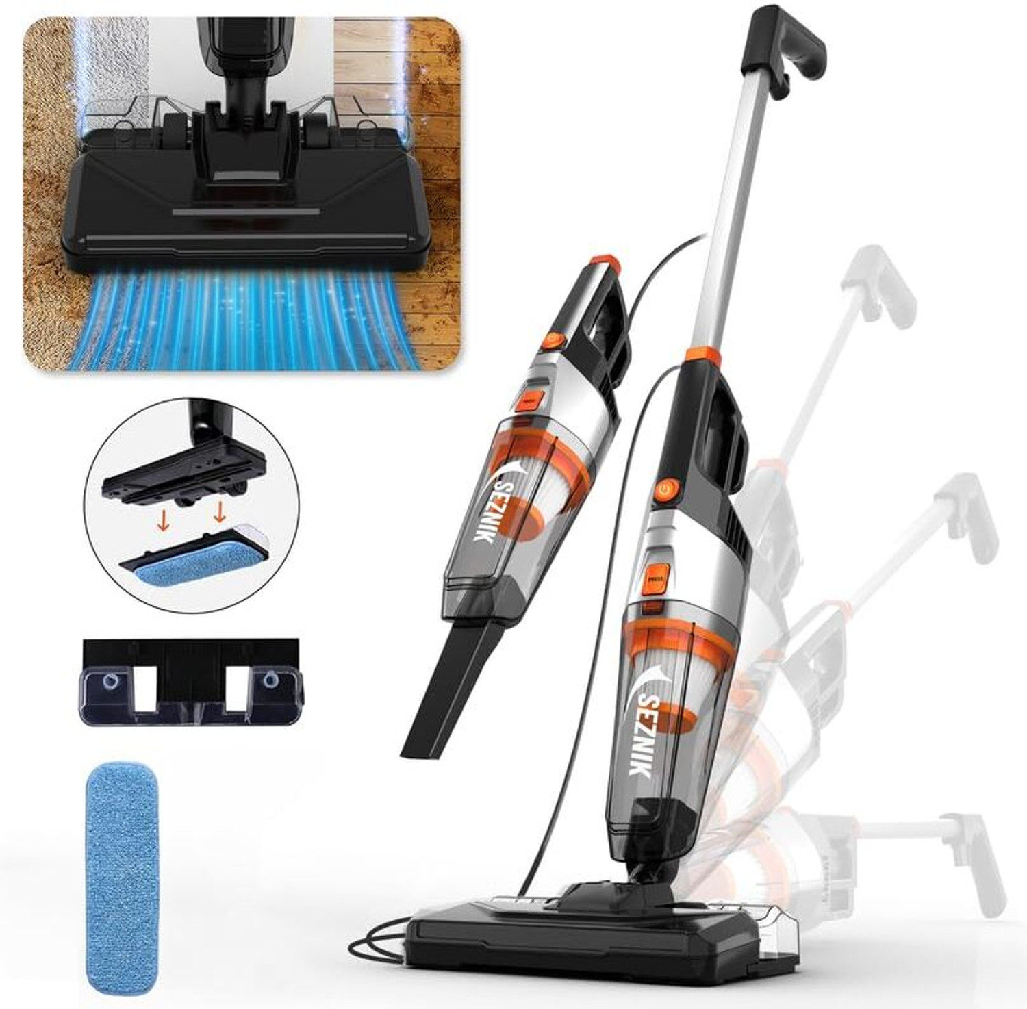 Image of SEZNIK BASICS Turbo Sweep 3-in-1 | Corded, 600W, 20KPA Suction | 200ml Water Tank | Hand-held Vacuum Cleaner with Anti-Bacterial Cleaning