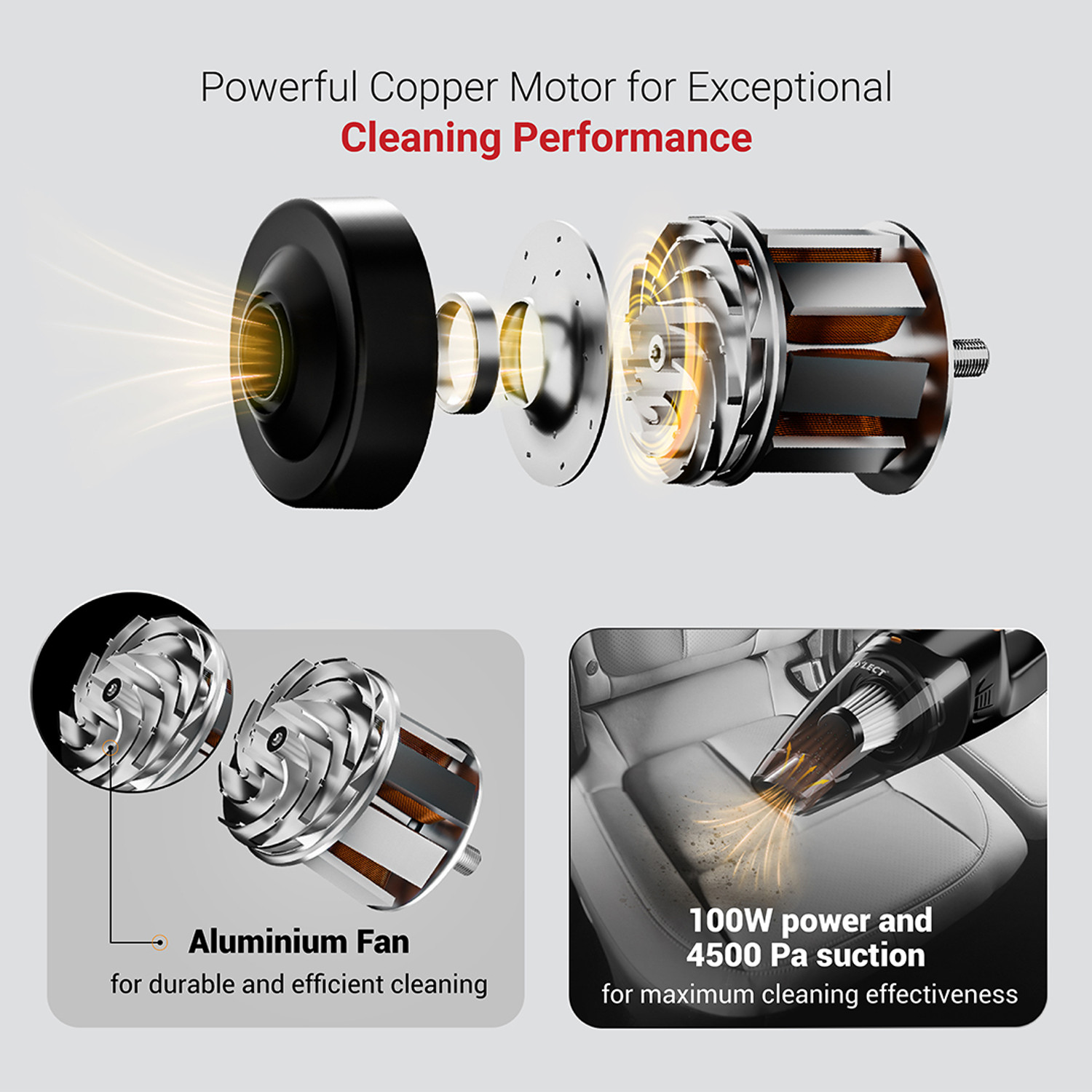 Image of Dylect Turbo Sweep 200 Car Vacuum Cleaner Copper Motor (Multicolor)