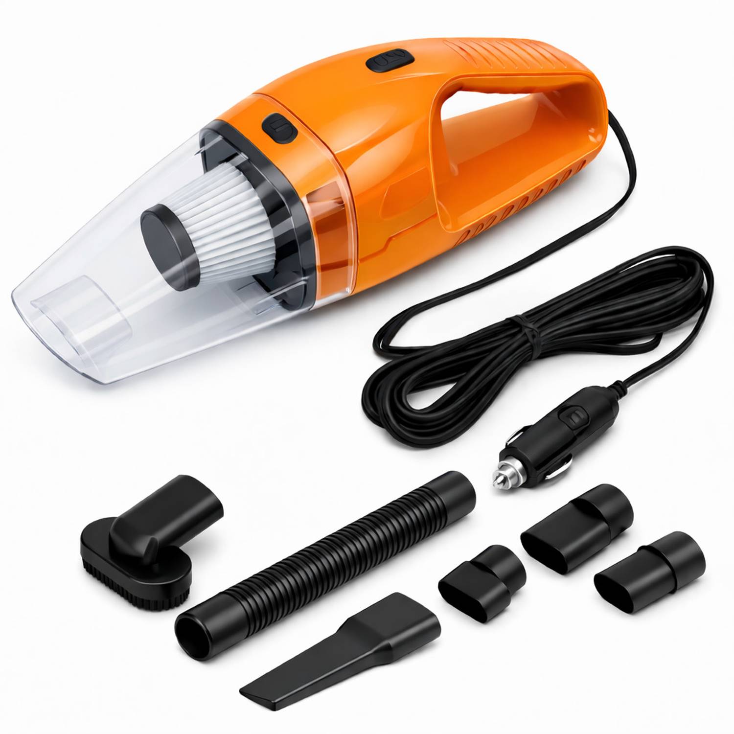 Onshoppy Portable 12V Car Vacuum Cleaner with Long Cord & Multiple