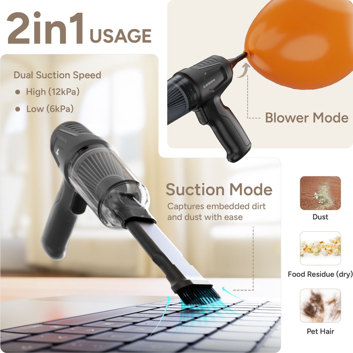 Image of Ambrane MiniVac-02 Black Car Vacuum Cleaner