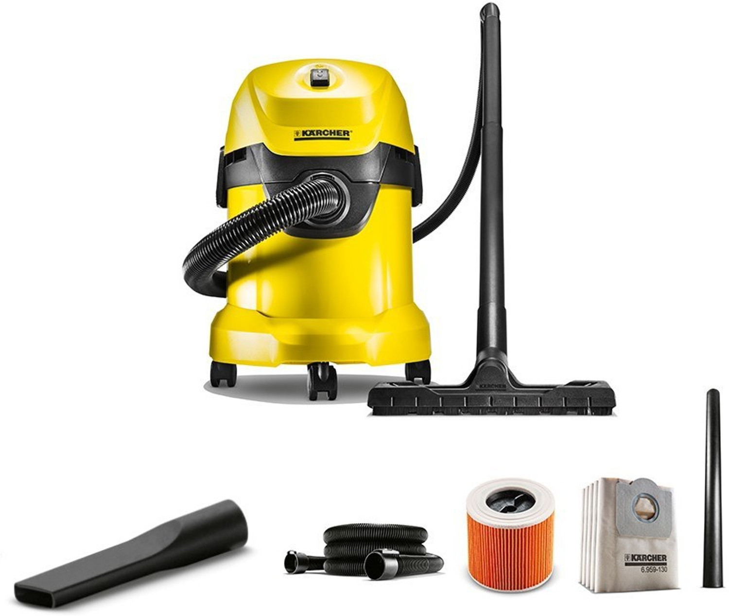 Image of Karcher WD3* EU-I /WD3* EU Wet & Dry Vacuum Cleaner with Powerful Suction,German Cleaning Technology with Reusable Dust Bag