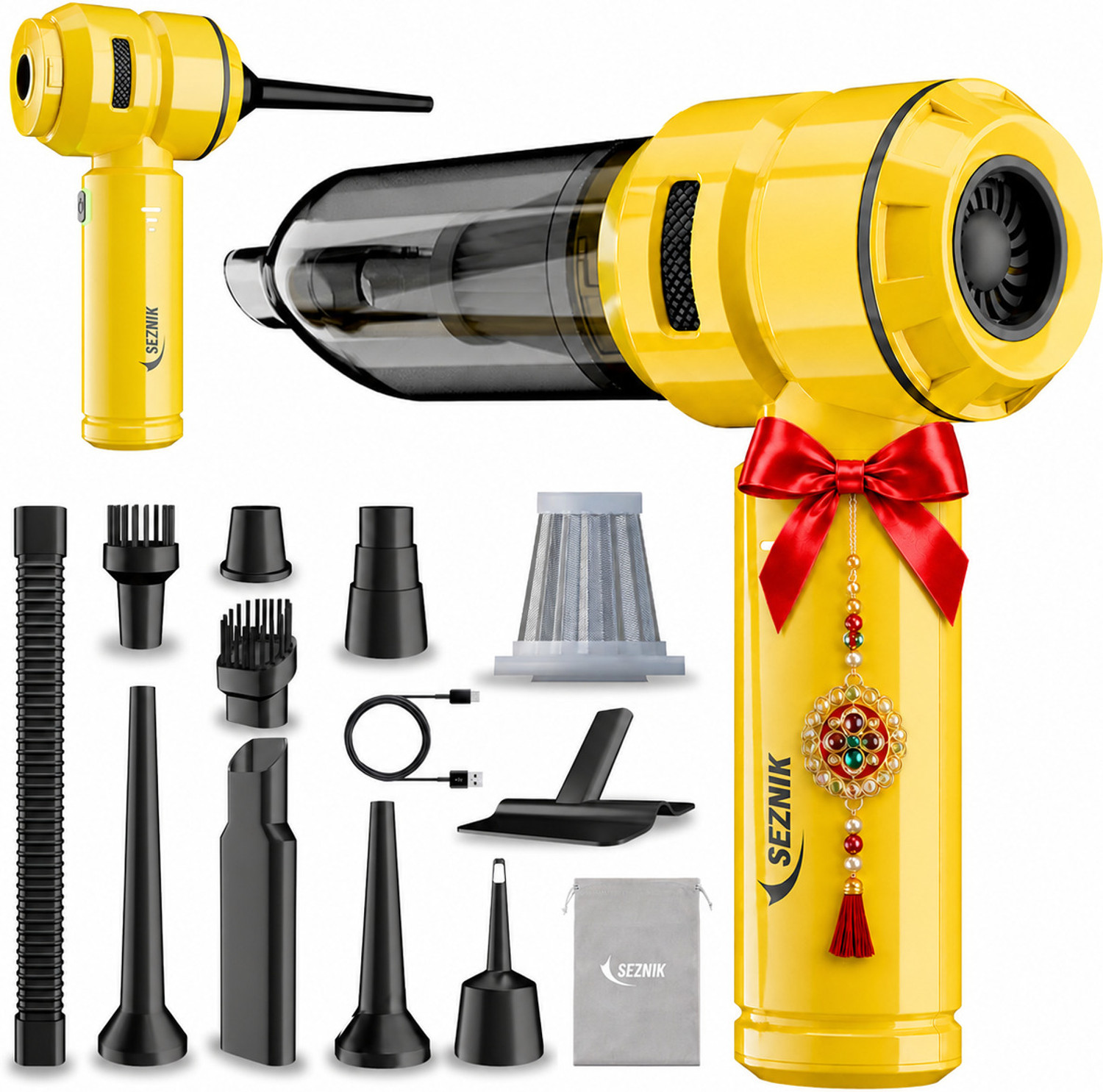 Image of SEZNIK Mustangg 4 in 1 Cordless Hand-held Vacuum Cleaner with Reusable Dust Bag