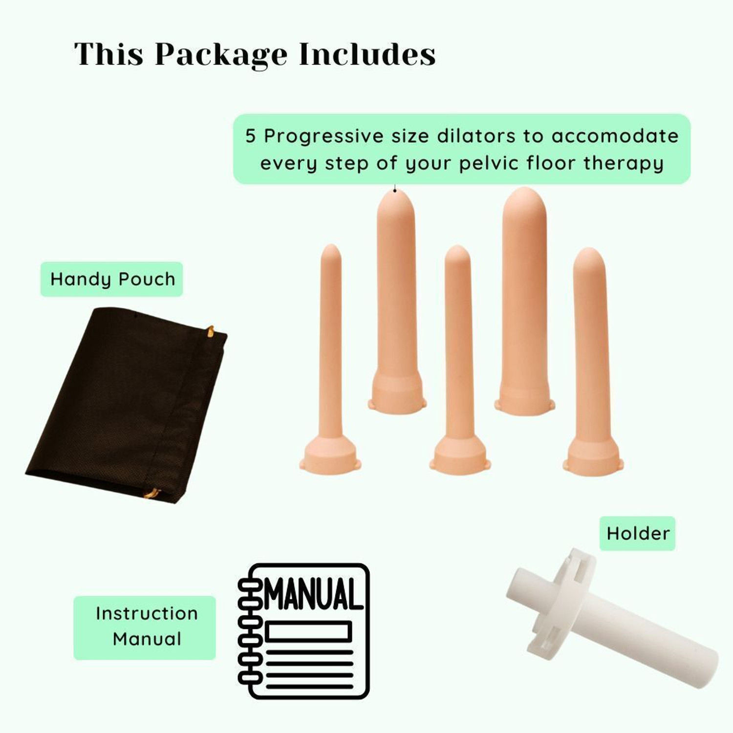 Image of B-Arm Soft Flexible Medical Training Set|5 Diameter(1.7cm, 2.1cm, 2.5cm, 2.9cm, 3.3cm) Vaginal Dilator