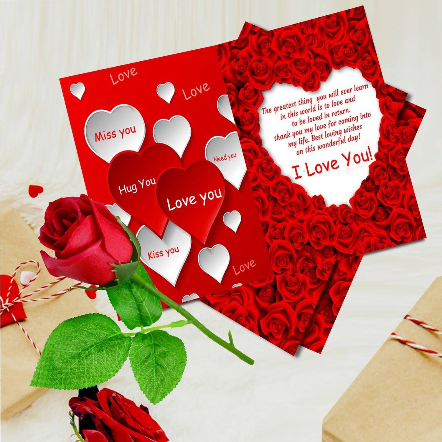 Avirons Greeting Card, Artificial Flower Gift Set