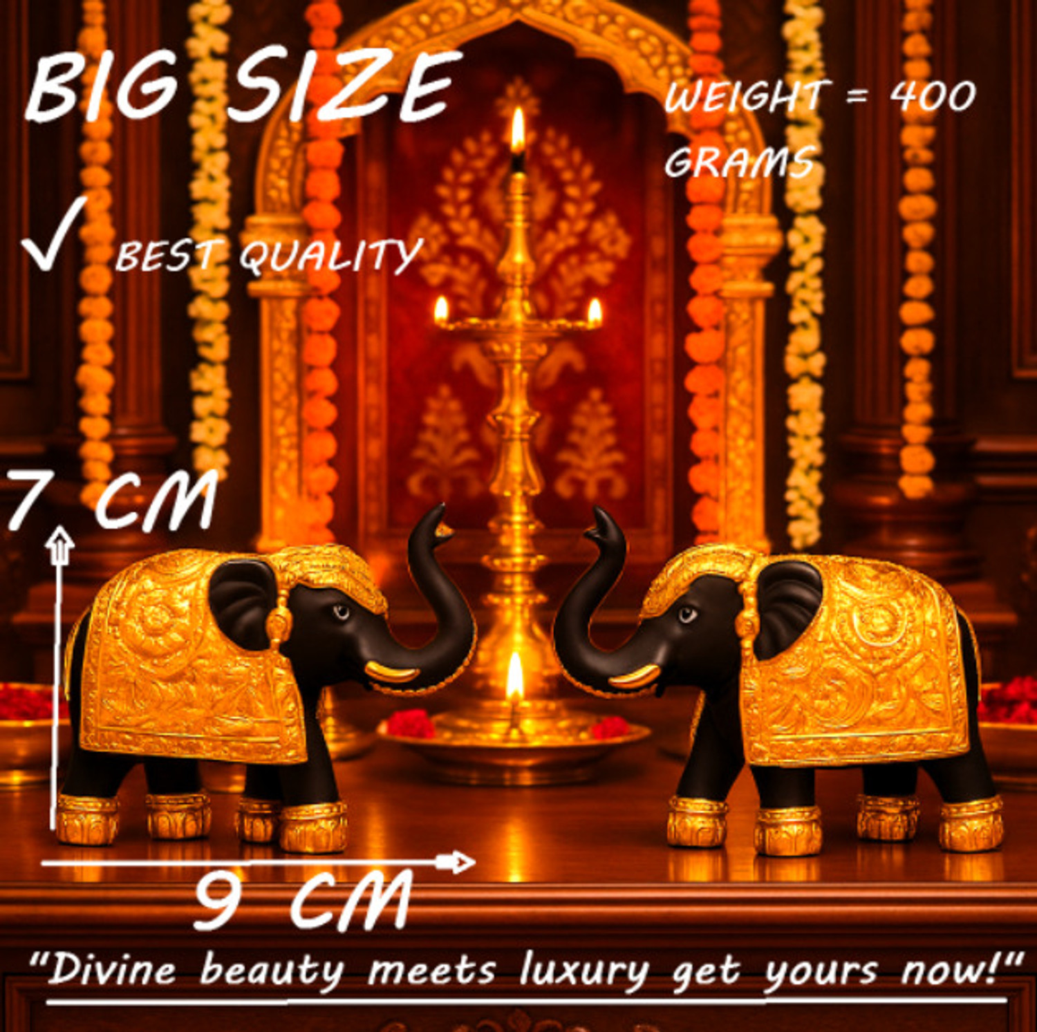 Image of NIHARIKA HANDICRAFT Set of 2 Cute Royal Elephant Showpiece - Premium Home, Car Decor & Gift items Decorative Showpiece - 9 cm