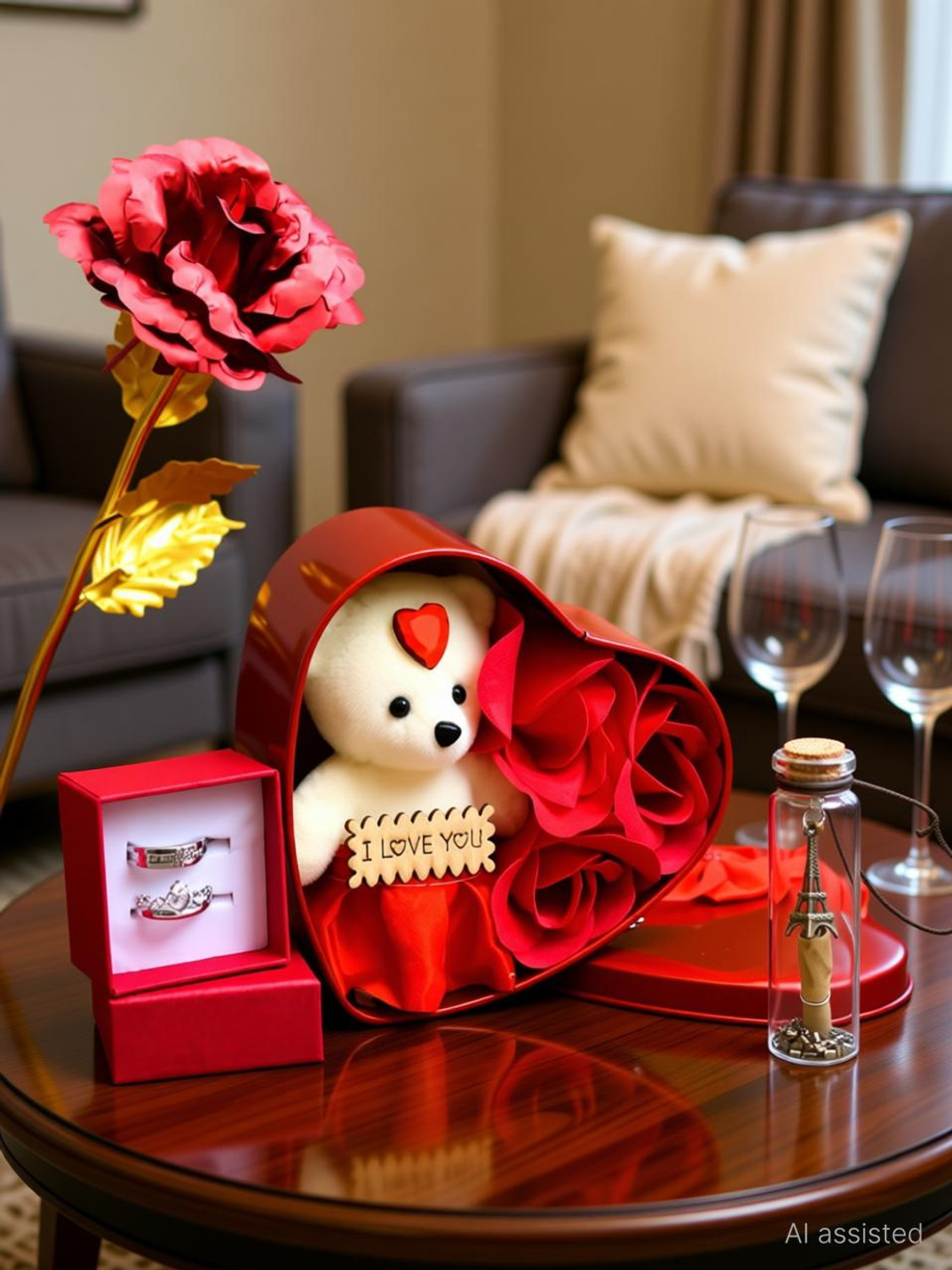 Image of AKSHAJ GIFTS Artificial Flower, Soft Toy, Message Pills Gift Set