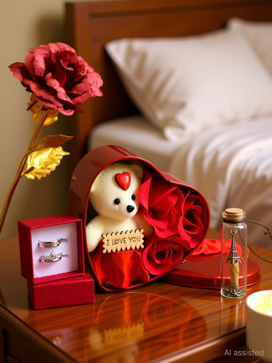 Image of AKSHAJ GIFTS Artificial Flower, Soft Toy, Message Pills Gift Set