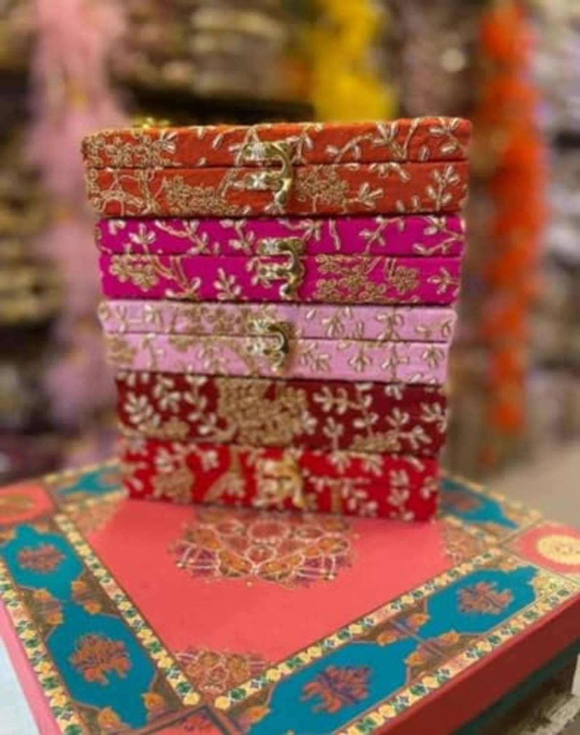 Brown Leaf Pack of 6 Premium wooden jewellry Bangle Box Wedding Bridal Weddings,Parties,Birthdays Or For Any Pooja Or Mehndi Favors Vanity Box