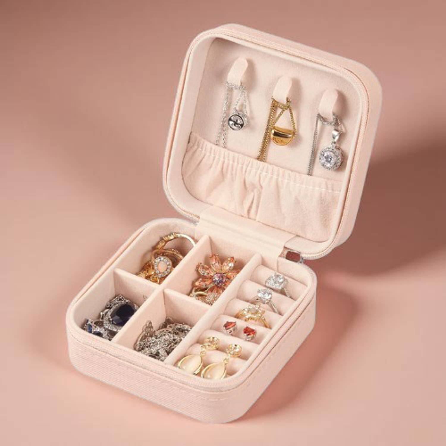 AshmakamMart Jewelry Box Organizer for Women, Small Portable Case for Daily Storage To organize, protect, and safely carry jewelry during travel and daily use. Vanity Box