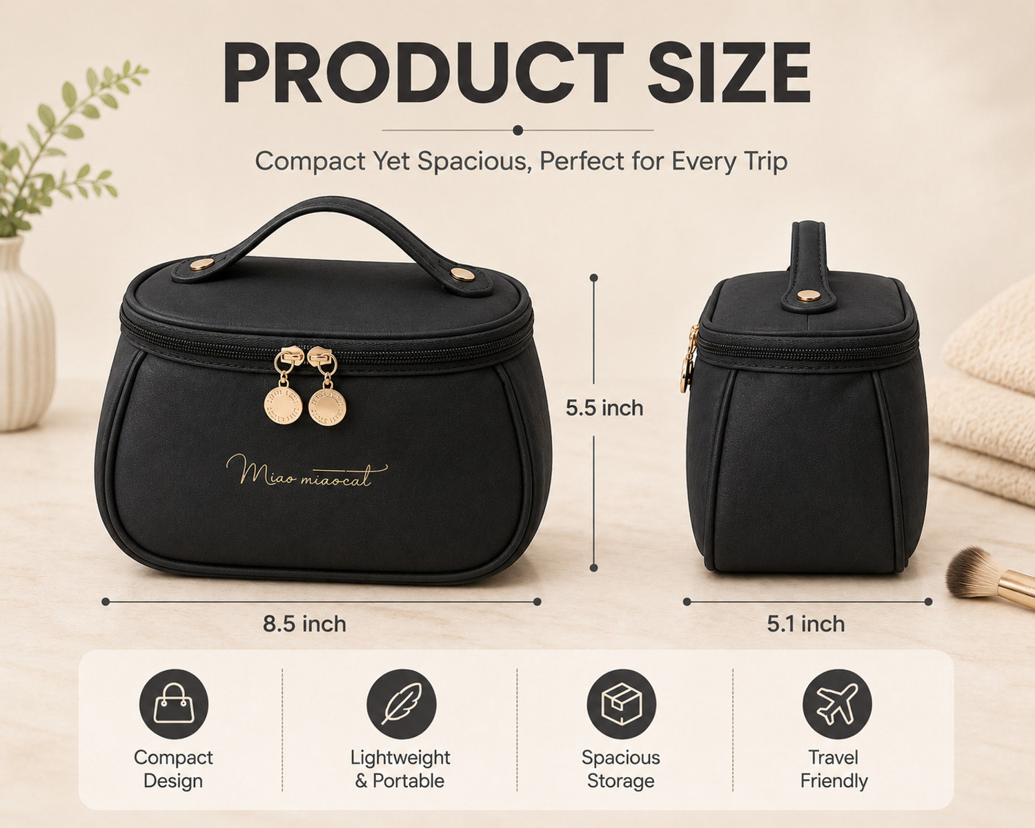 Image of heboo Makeup Bags Combo (Set of 2) | Travel Toiletry Organizer Makeup Bag for Women Cosmetic Bag