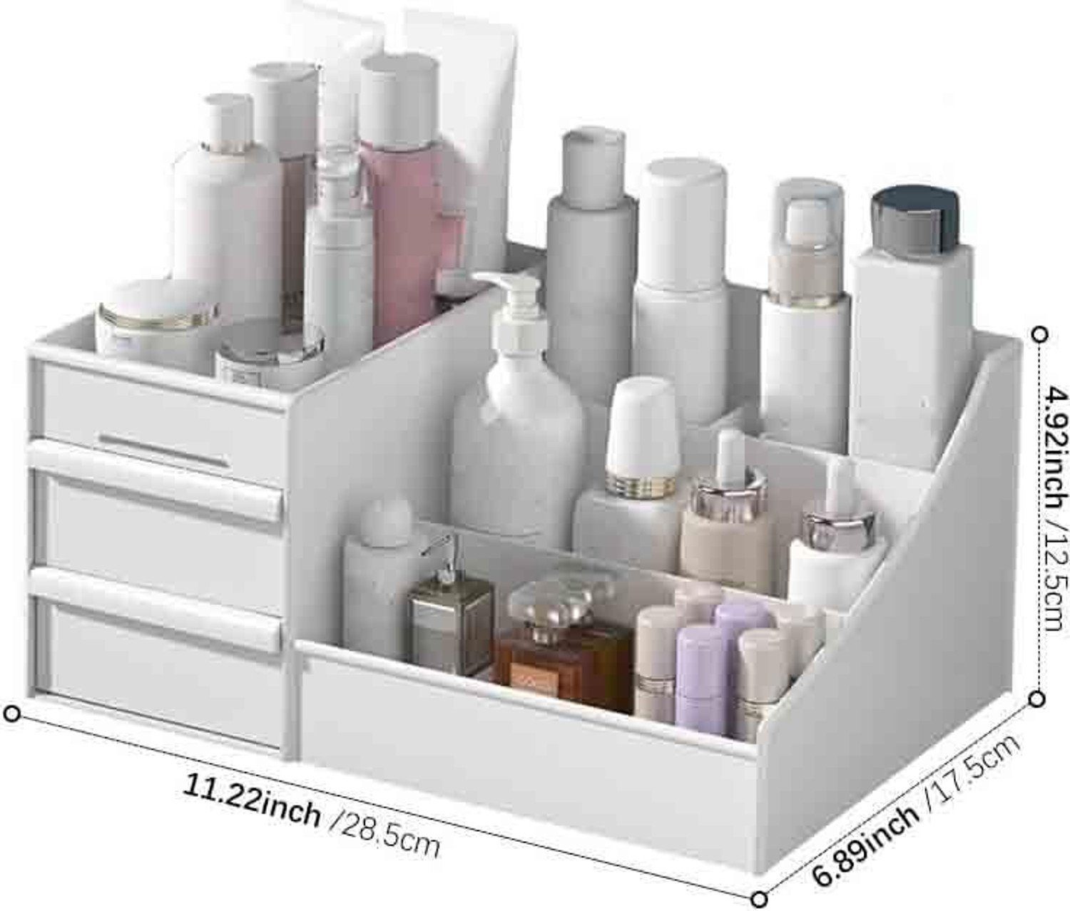 Image of inovera Makeup Organizer with Drawers Countertop Cosmetics Display Case for Dressing Table Vanity Box