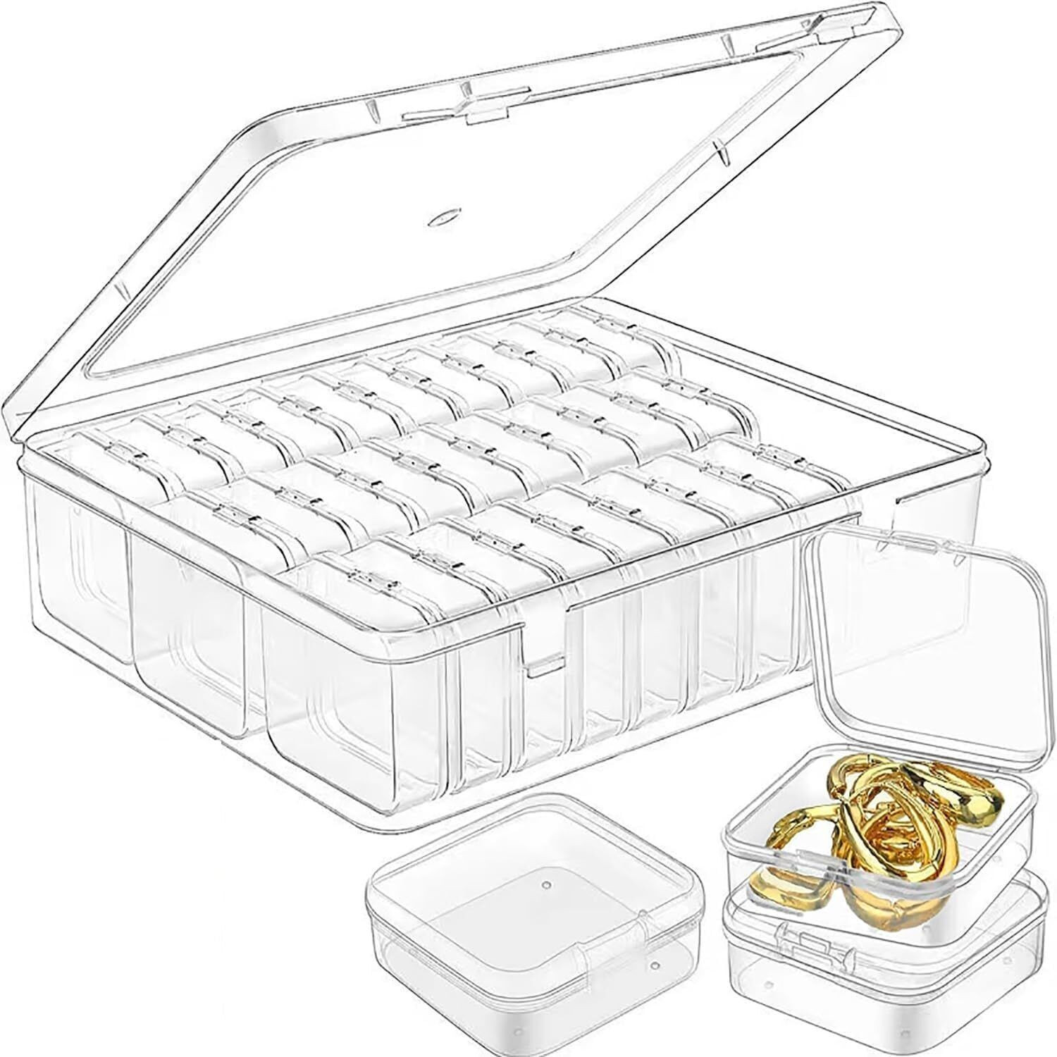 Image of PAVITYAKSH Transparent Jewelry Organizer Box Set 30Pcs - Clear Storage Cases for Earrings Ear Studs Rings Necklaces - Multi Purpose Mini Containers Vanity Box