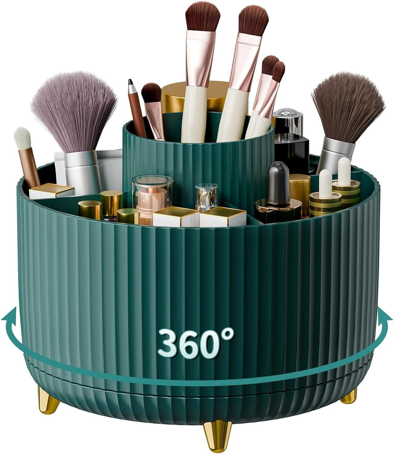 Image of ZODZE 360 Rotate Makeup Brush Holder Organizer, Makeup Organizers Countertop Cosmetic Organizer, Makeup Organizer, Brush Organizer, Rotating Makeup Organizer Vanity Box