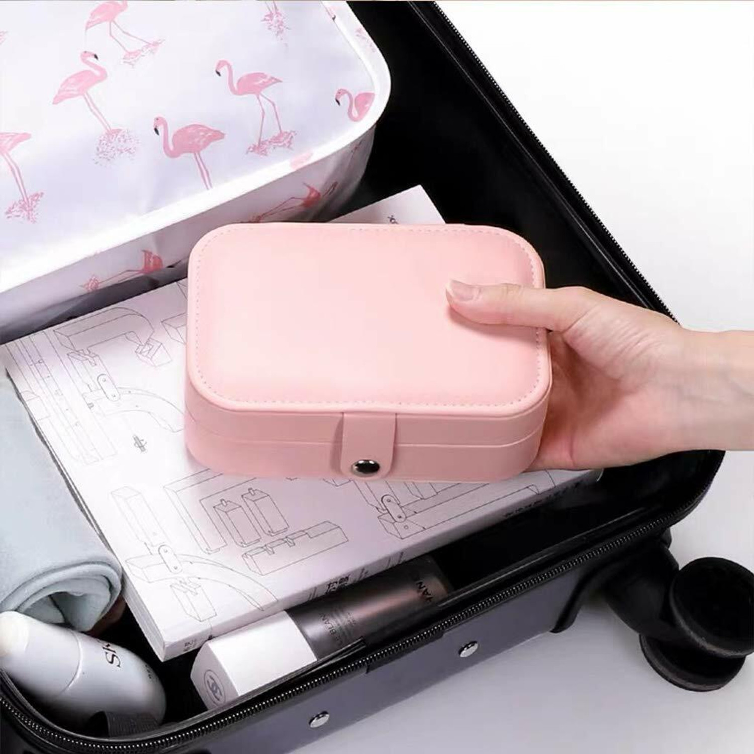Image of Dherik Tradworld Jewelry Box- Portable Travel Jewelry Box, Small Two-Layer Jewelry Organizer all Vanity Box