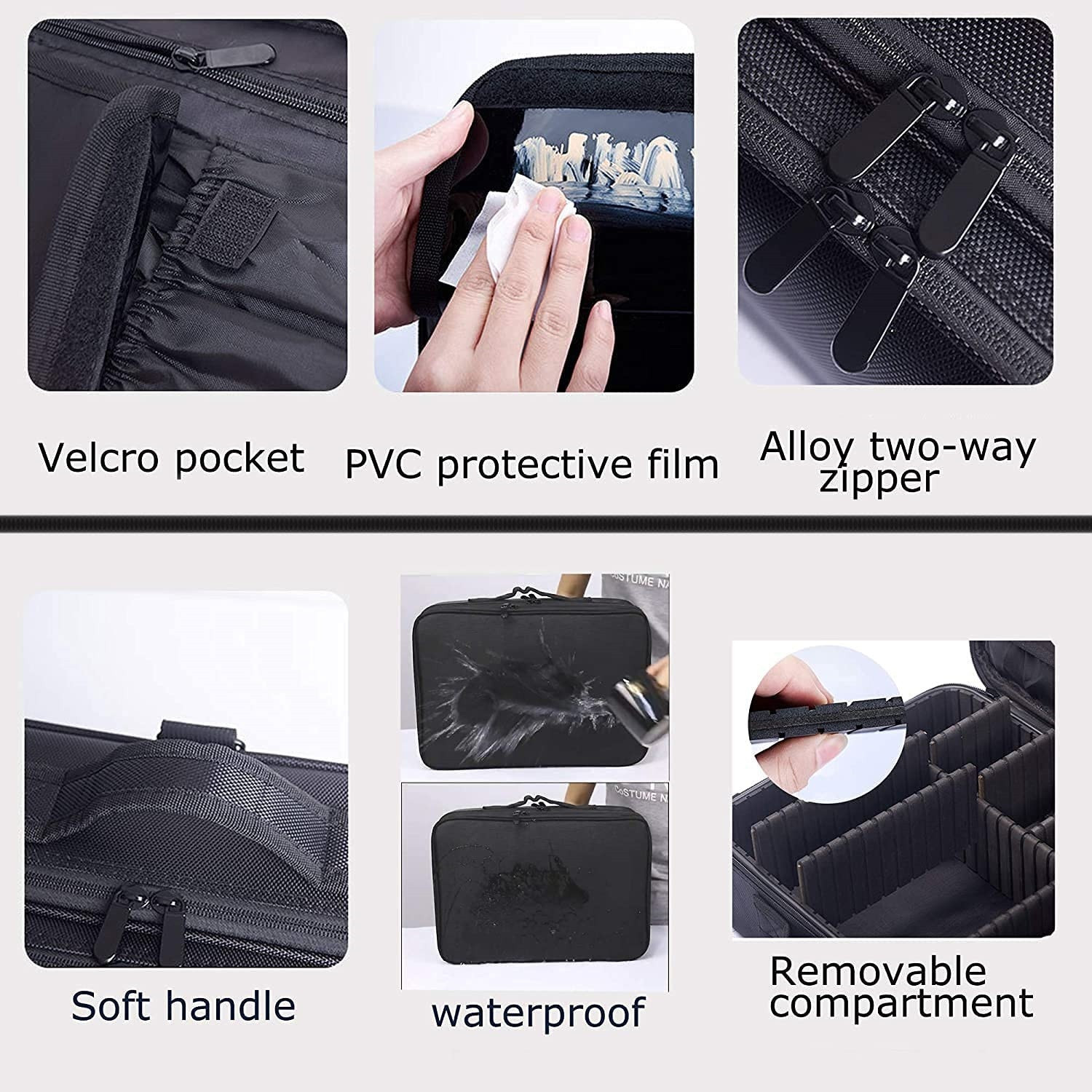 Image of LACOPINE Large Capacity Makeup Bag,Cosmetic Organizer with Removable And Adjustable Dividers and Strap for Cosmetics Makeup Brushes Accessories Make Up, Jewelry Vanity Box