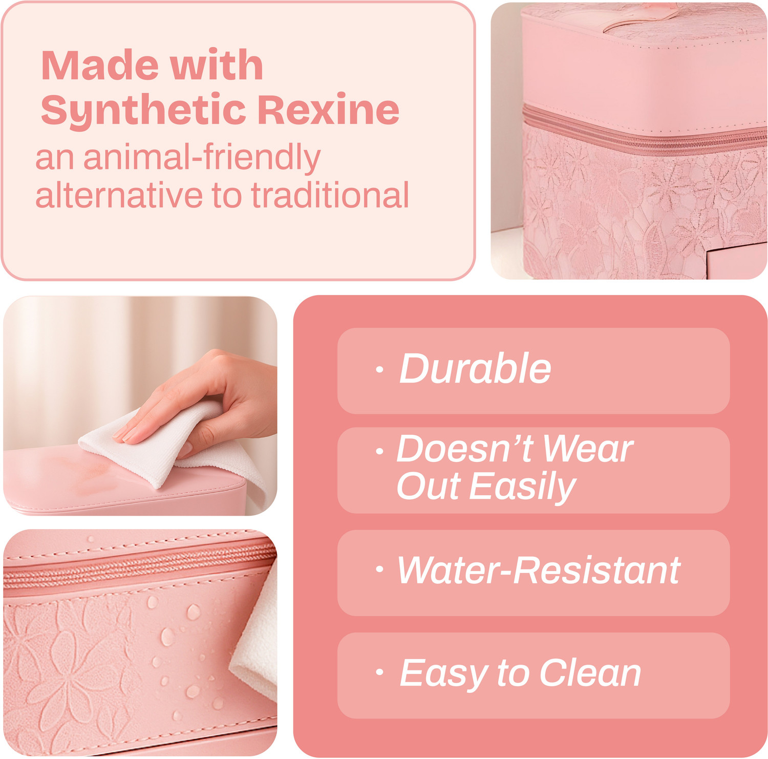 Image of MARS Vanity Makeup Bag with Built-in Mirror Portable Vanity Box Organizer for Makeup & Beauty Tools Vanity Box (Pink)