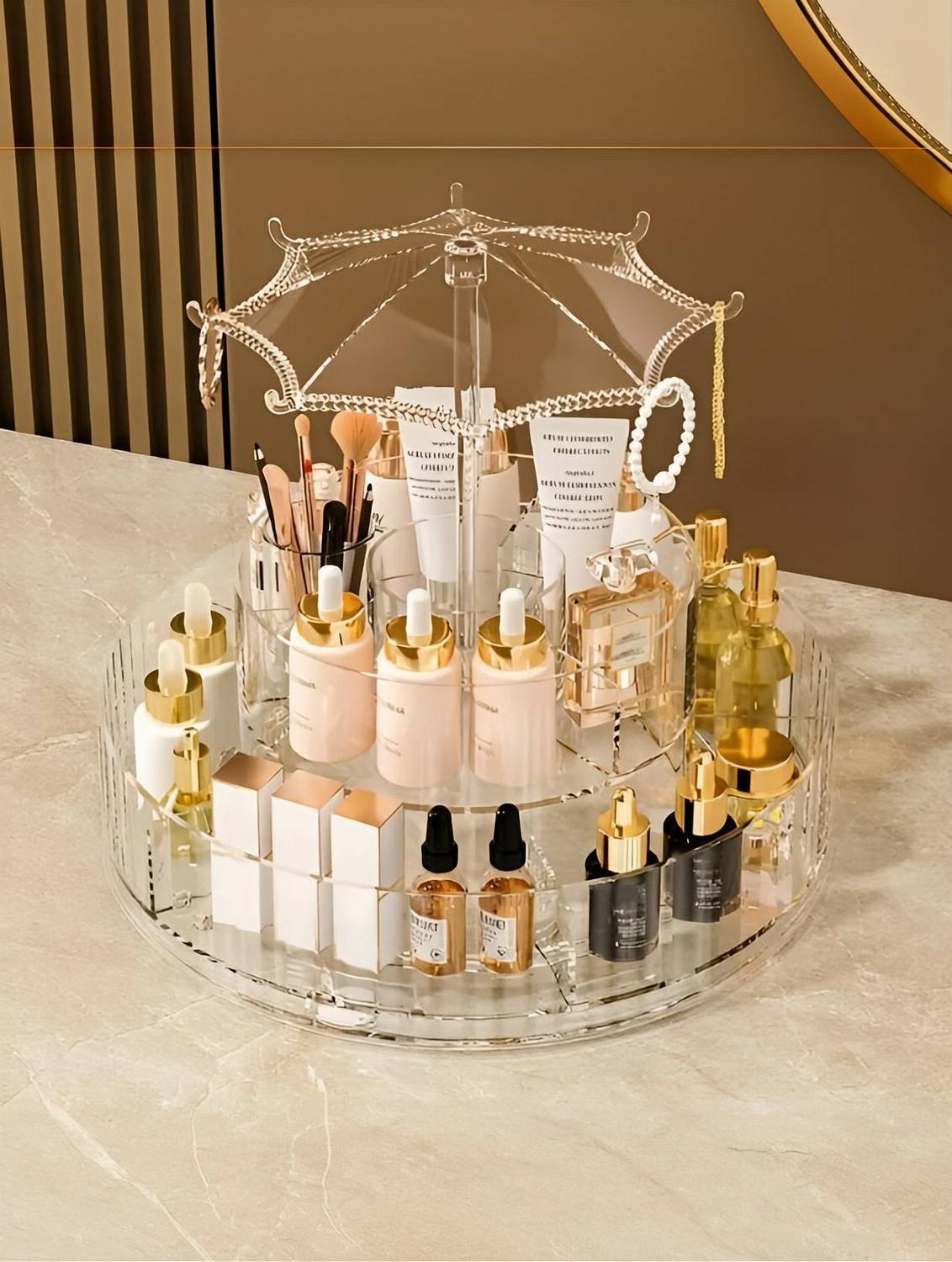 BloomKitchen Elegant Rotating Tray 360' Rotating Vanity Box