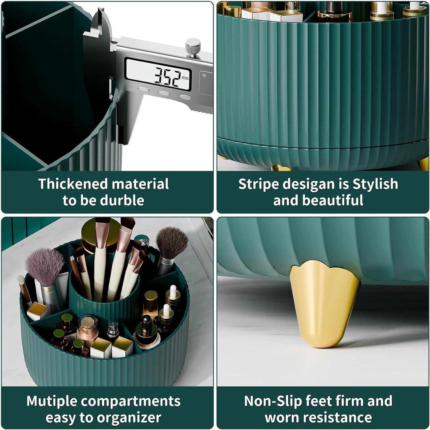 Image of ZODZE 360 Rotate Makeup Brush Holder Organizer, Makeup Organizers Countertop Cosmetic Organizer, Makeup Organizer, Brush Organizer, Rotating Makeup Organizer Vanity Box