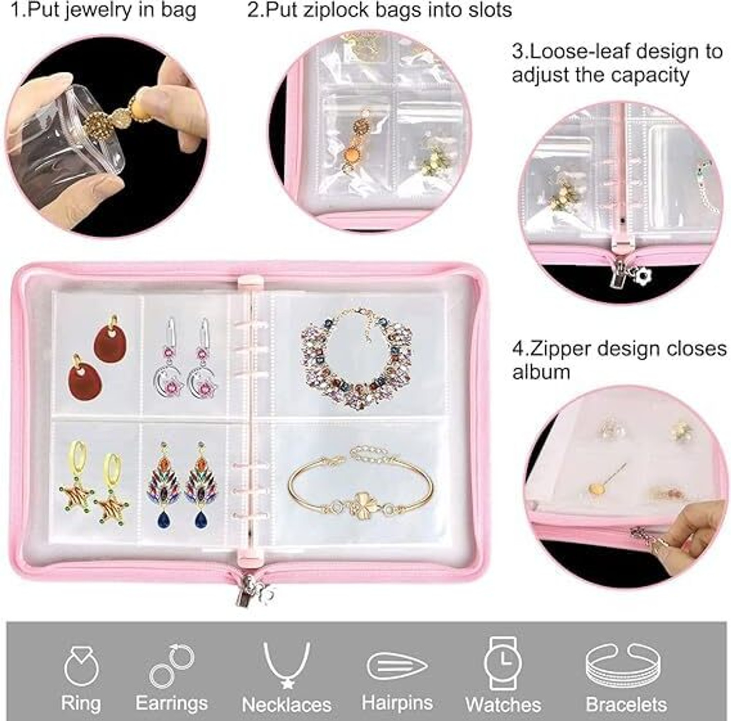 Image of SeaRegal Jewelry Organizer Pouch Earring Organizer Bag Transparent PVC storage box for easy organization and use Vanity Box