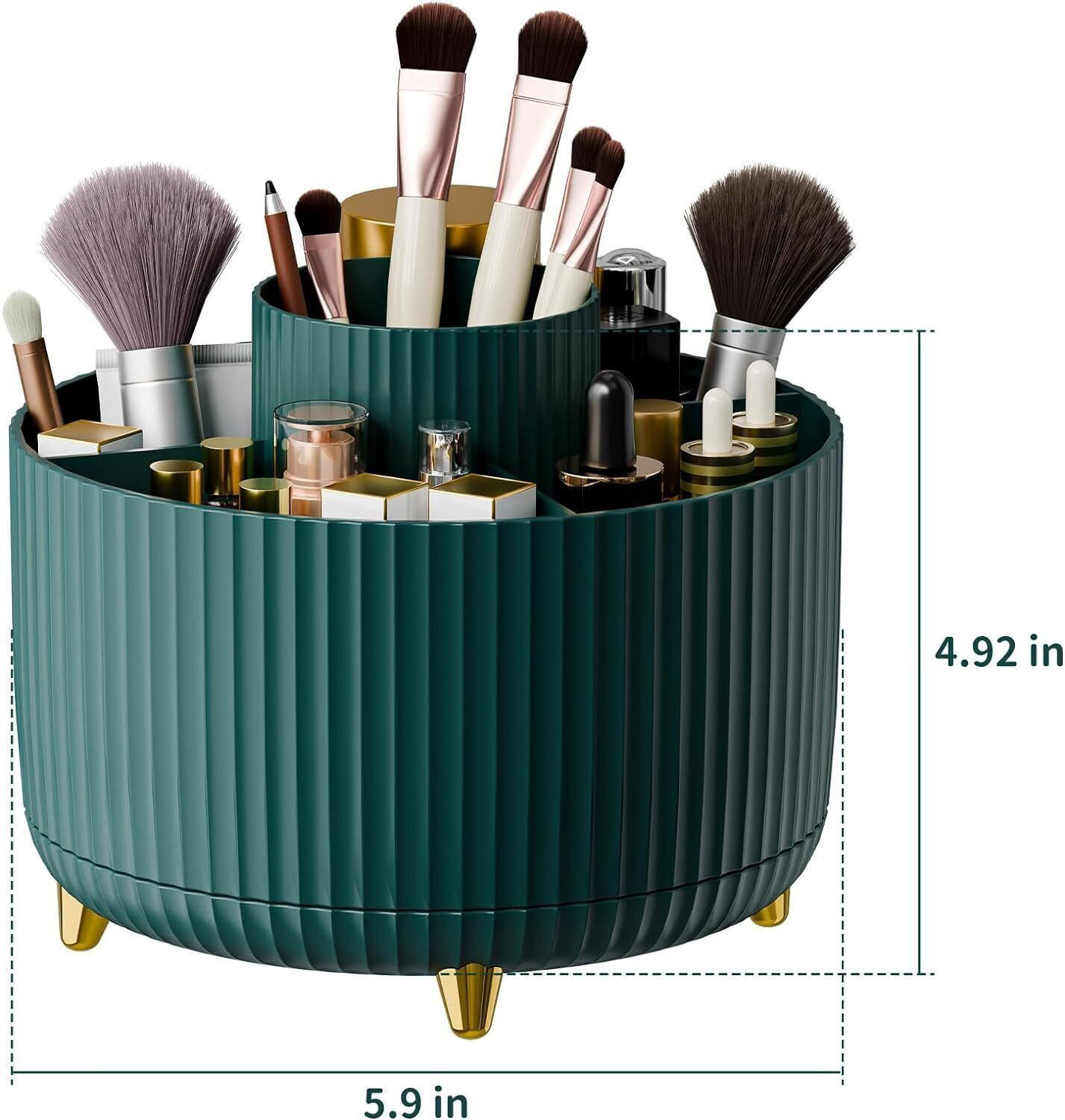Image of ZODZE 360 Rotate Makeup Brush Holder Organizer, Makeup Organizers Countertop Cosmetic Organizer, Makeup Organizer, Brush Organizer, Rotating Makeup Organizer Vanity Box