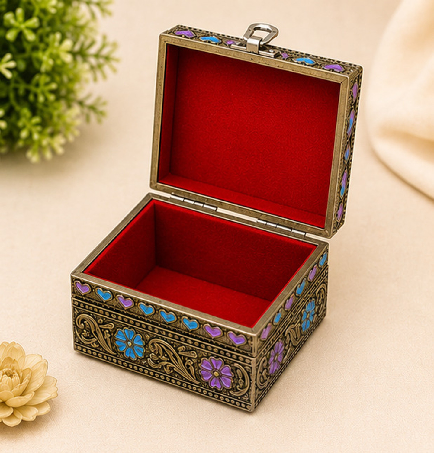 Image of AksharamArts Aksharam Arts Meenakari Jewellery Box | Wooden Jewellery Bo jewellery box Vanity Box