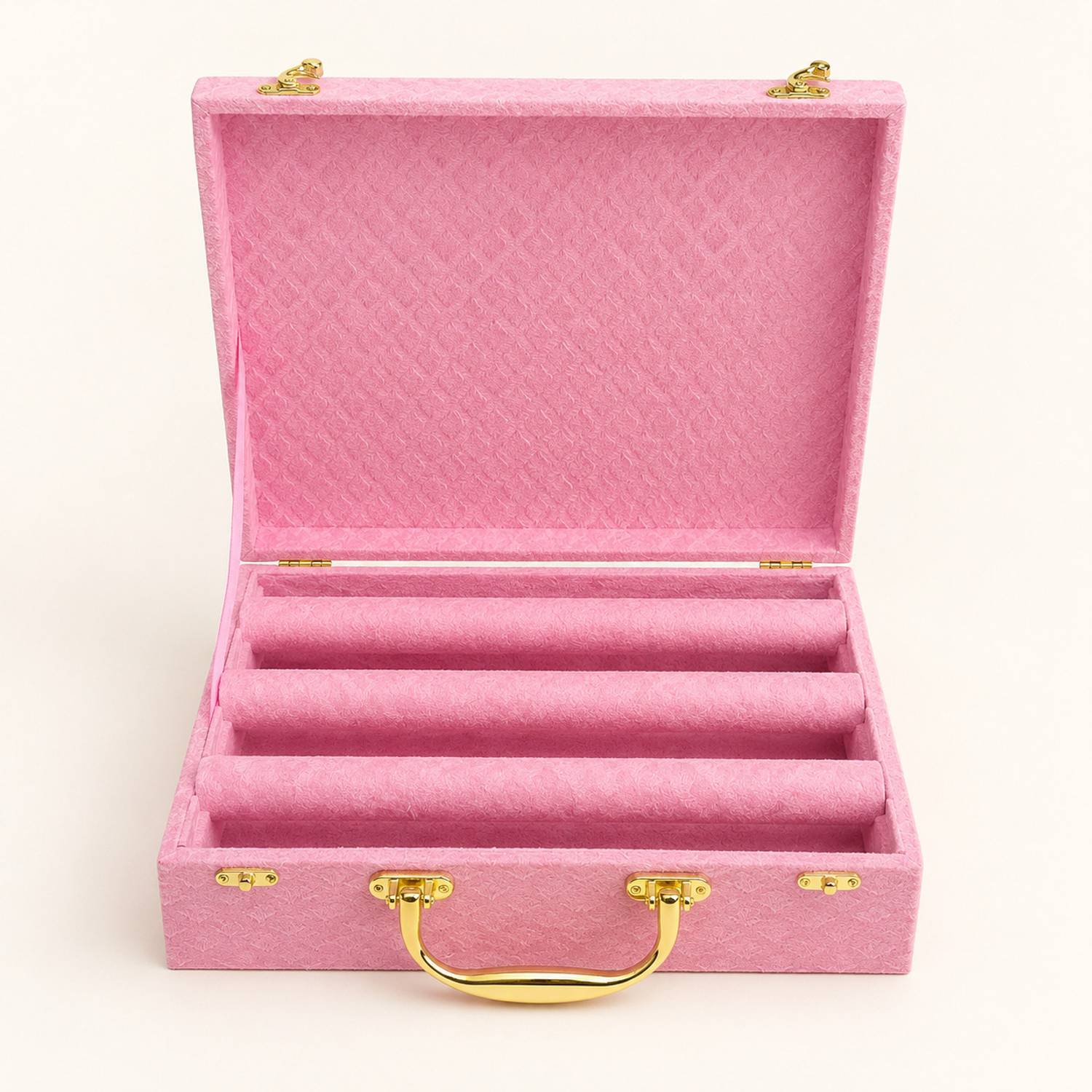 ATF 3 Rod Pink Velvet Bangle Box Jewellery Organizer - Image 1