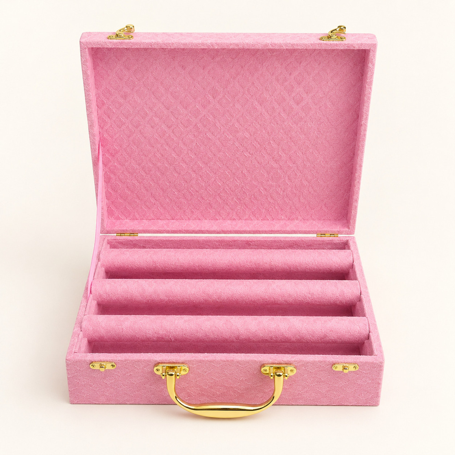 Image of tosim 3 Rod Bangle Box Jewellery Organizer for Women Premium Velvet Chudi Storage Box Jewellery Storage Box, Vanity Box, Bangle Storage Box, Chudi Box Vanity Box