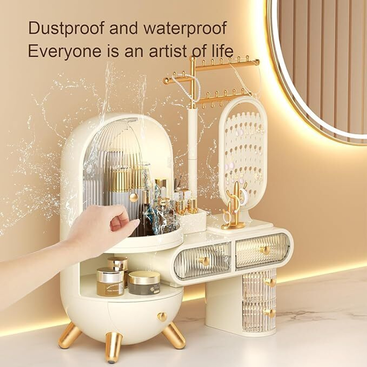 Image of Meneflix Wall Mounted Jewelry Organizer Makeup Case Vanity Box