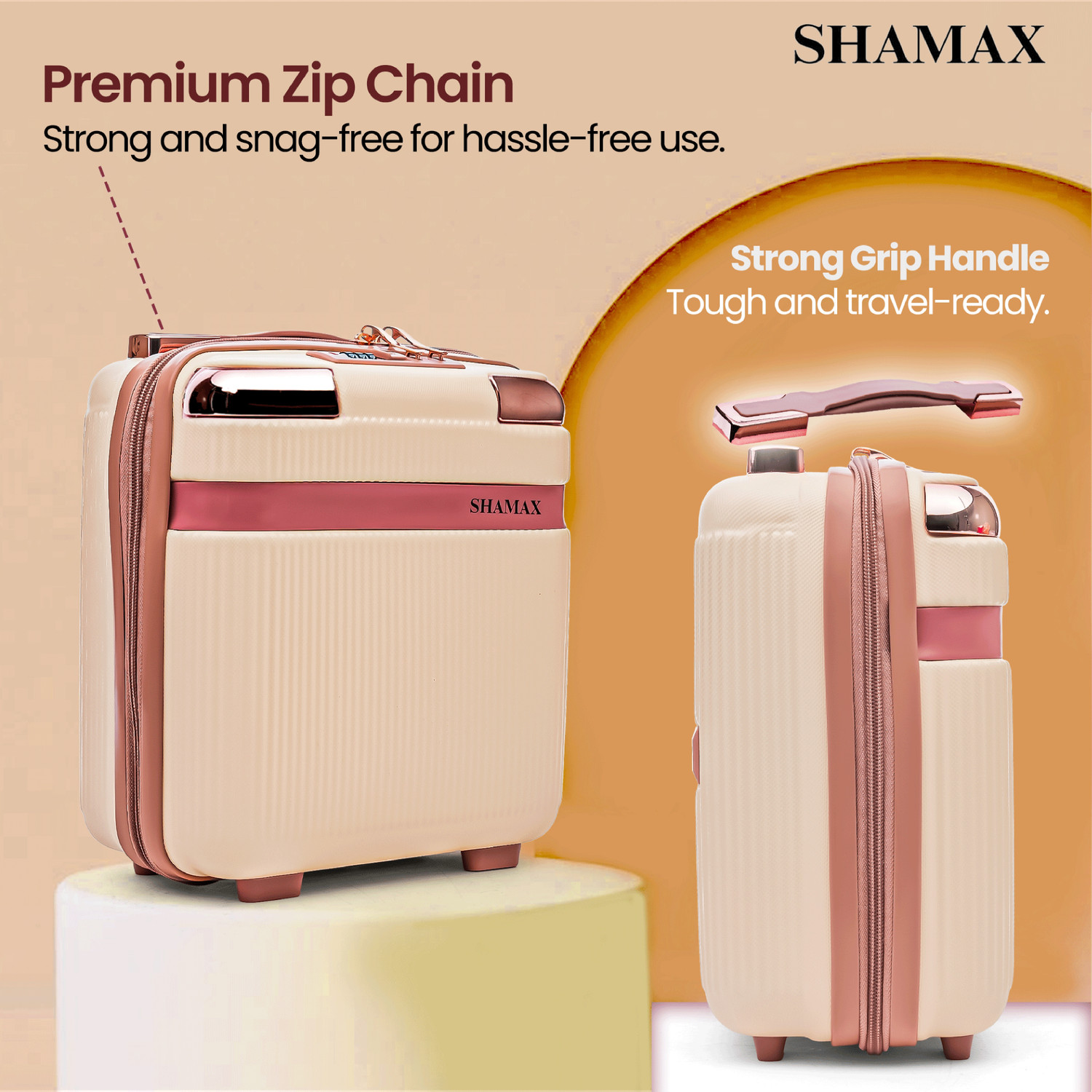 Image of Shamax Vanity Box (Mini Luggage) Cosmetic Storage Box for Jewellery, Skincare & Beauty Makeup and Jewellery Storage, Combination Lock Vanity Box