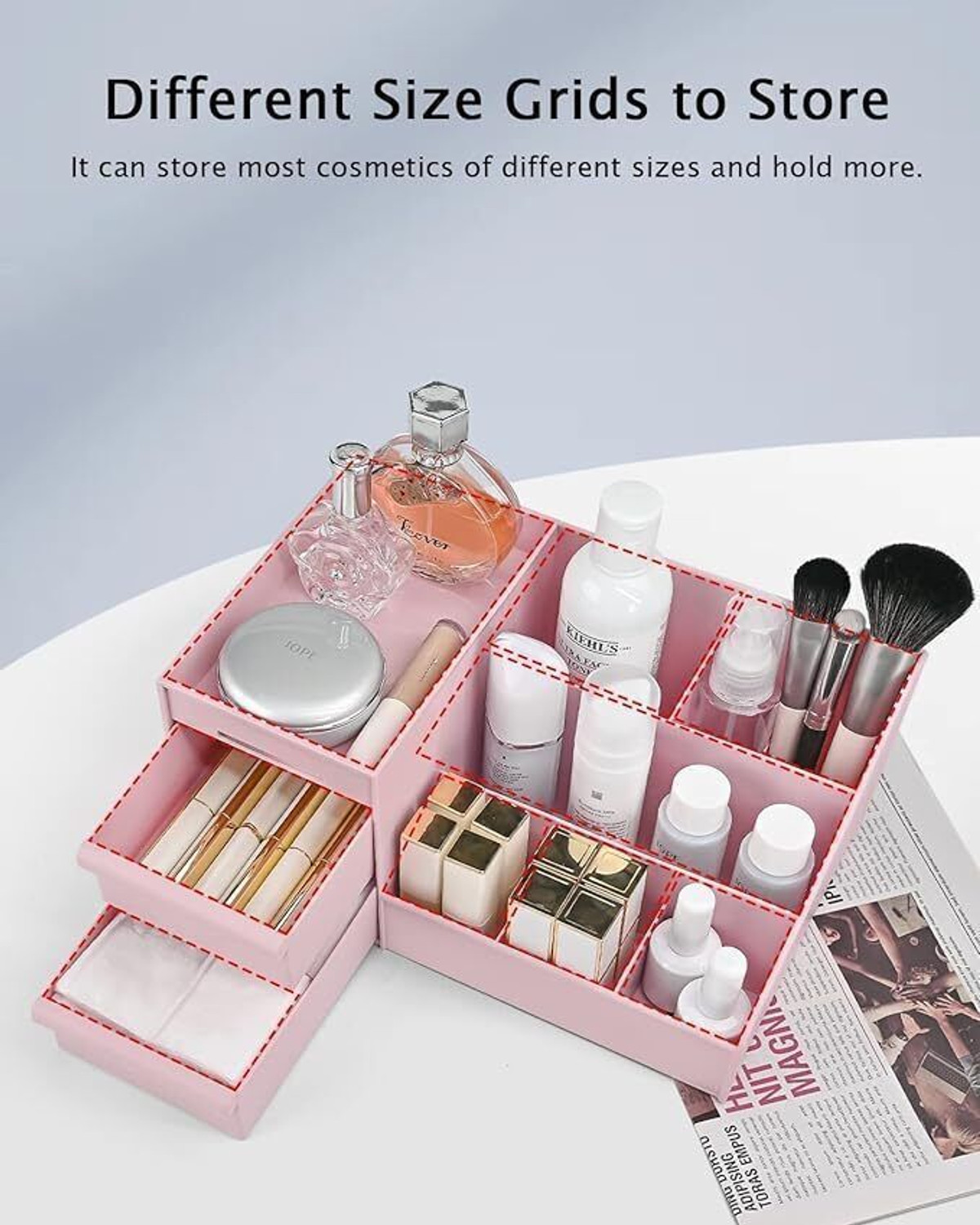 Image of Yopava Large Capacity Cosmetic Storage Box Makeup Drawer Organizer Portable, Modern Countertop Storage for Dressing Table Vanity Box Vanity Box