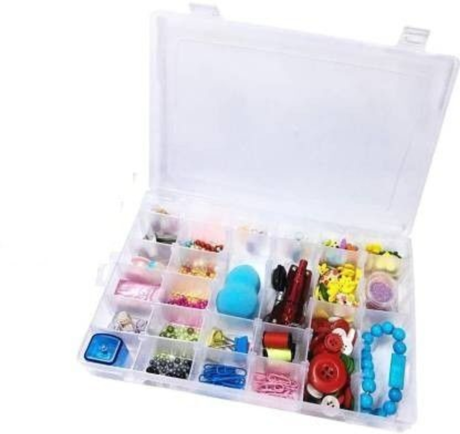 Image of FosCadit 36 Grids Clear Plastic Storage Box with Adjustable Dividers Organizer Pills Drugs Earrings Bead Jewelry Small Storage Box Case 36 Grids Clear Plastic Storage Box Vanity Box