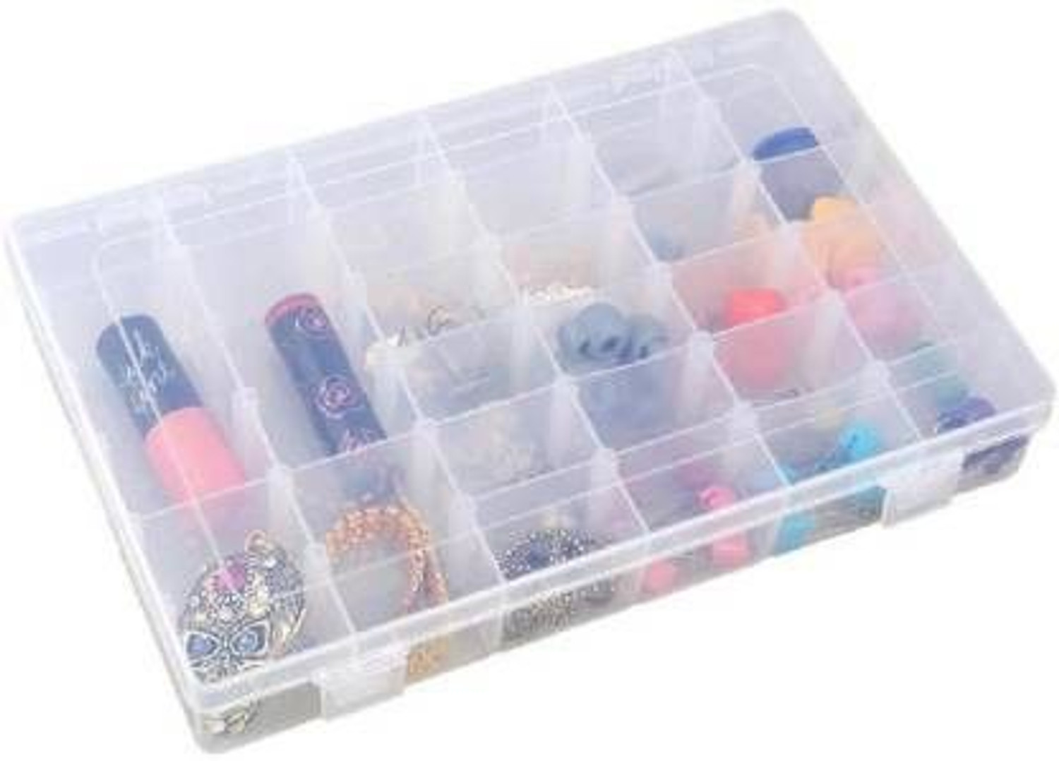 Image of FosCadit 36 Grids Clear Plastic Storage Box with Adjustable Dividers Organizer Pills Drugs Earrings Bead Jewelry Small Storage Box Case 36 Grids Clear Plastic Storage Box Vanity Box