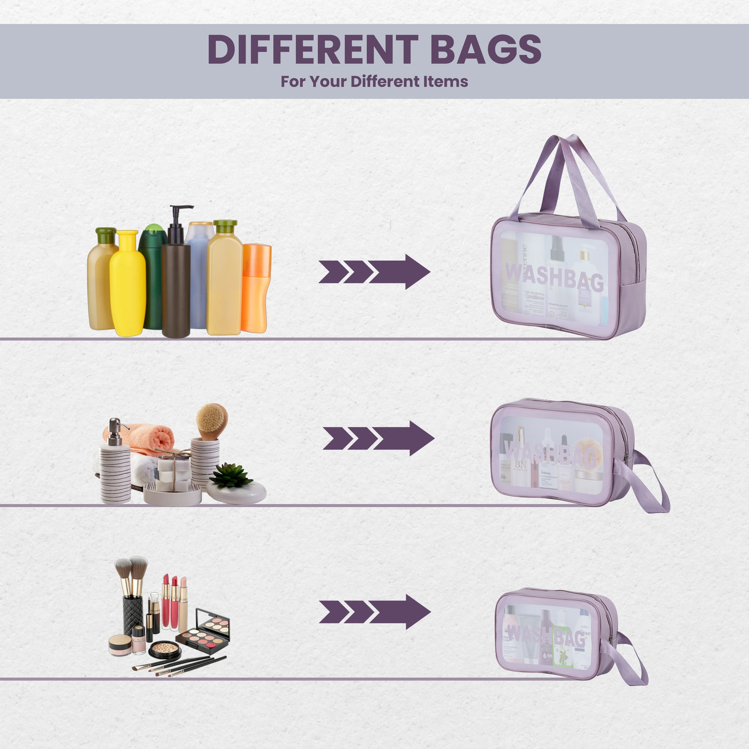 Image of Godadi Wala 3Pcs Washbag Set, Wash Make Up Bag Waterproof Zippered Washbasg Bag, Vanity Box Function refers to the purpose of Vanity Box. Makeup, Makeup and Jewellery, etc. Vanity Box