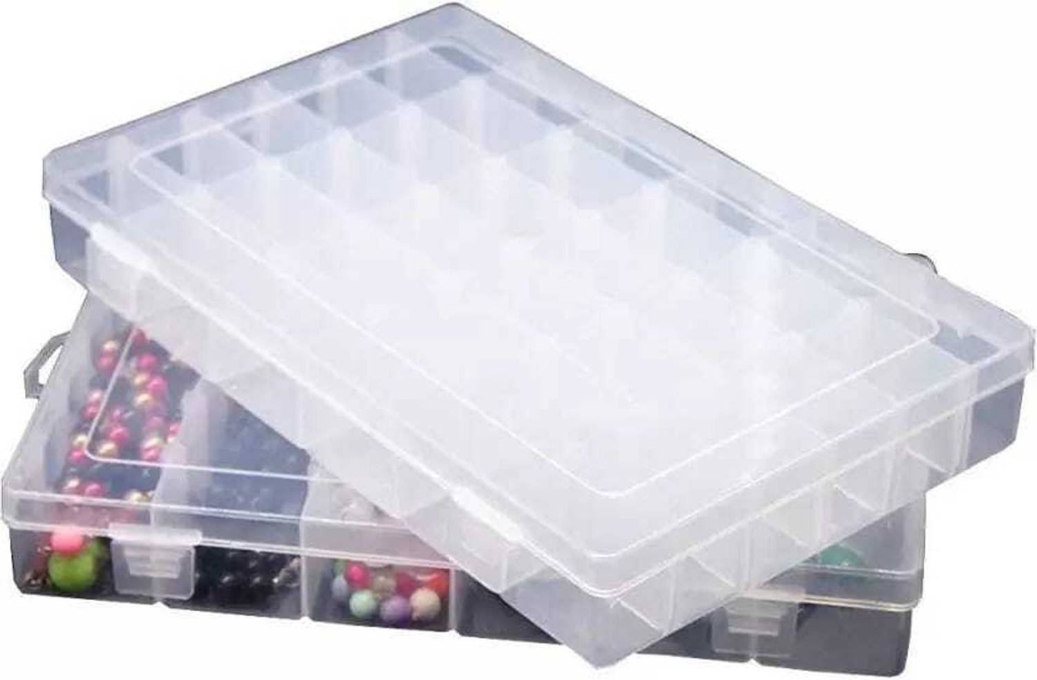 ADJO Multipurpose PlasticJewelleryOrganizer,storage Boxjewellery(Transparent)Pack of2 jewellery Vanity Box