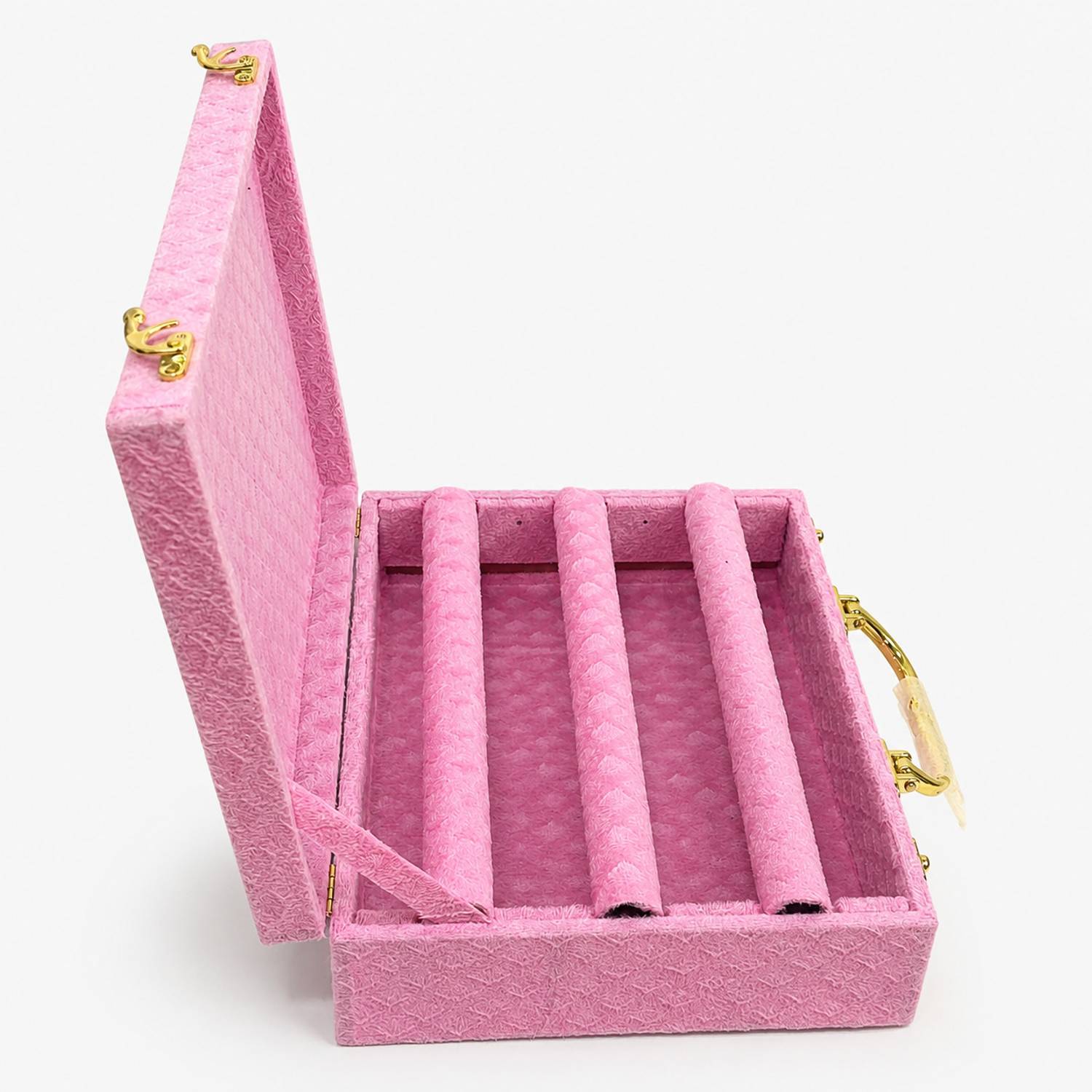 ATF 3 Rod Pink Velvet Bangle Box Jewellery Organizer - Image 5