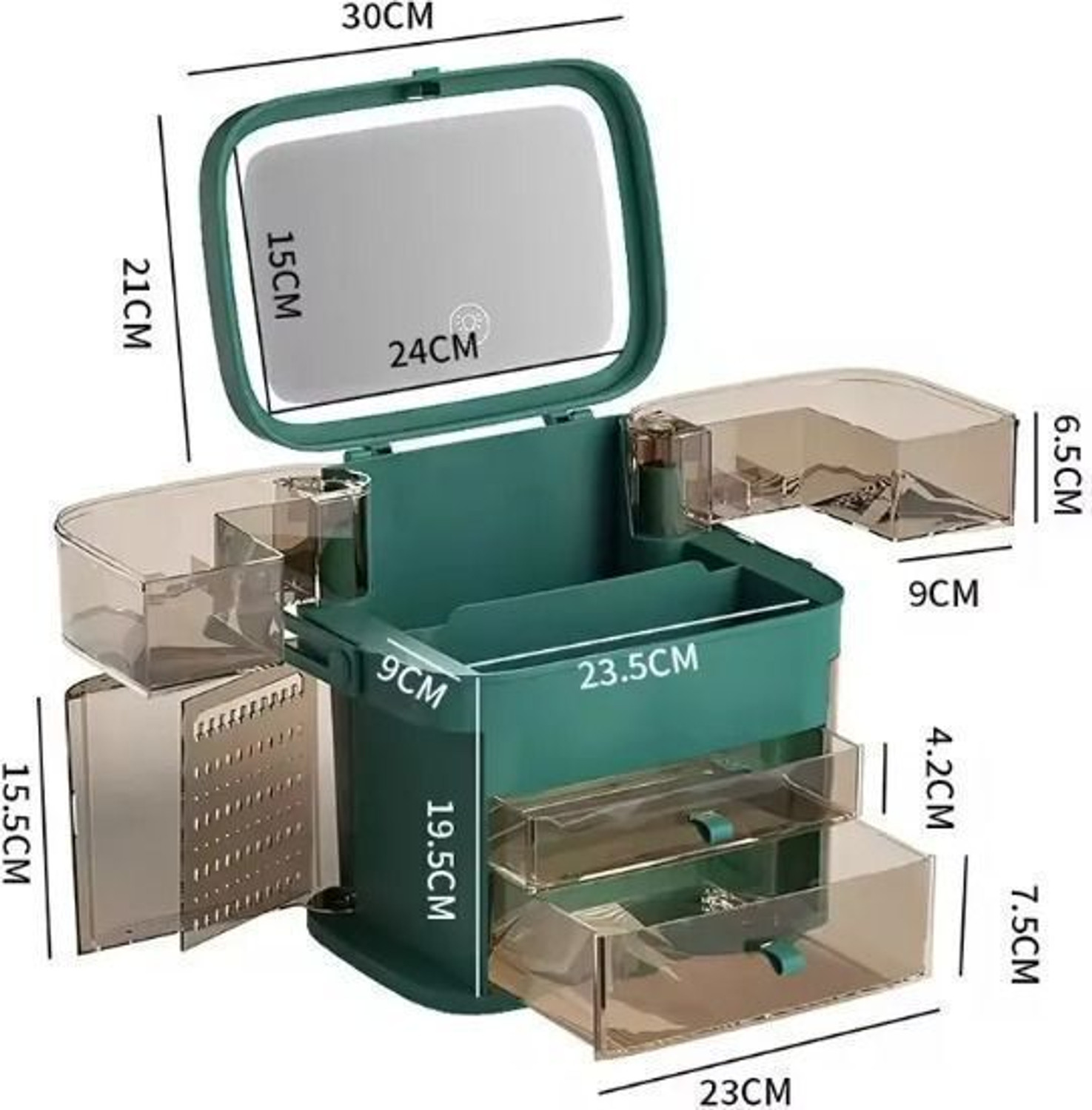 Image of IMAHAl LED Makeup Vanity Case, Cosmetic Organiser with Illuminated Mirror Jewelry Box, Makeup Box, Cosmetic Box Vanity Box