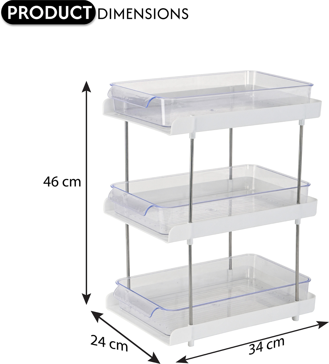 Image of KUBER INDUSTRIES 2 Pcs Clear Sliding 3-Layer Makeup Drawer Storage Organizer Box\Stand | White Storage Organizer Box Vanity Box