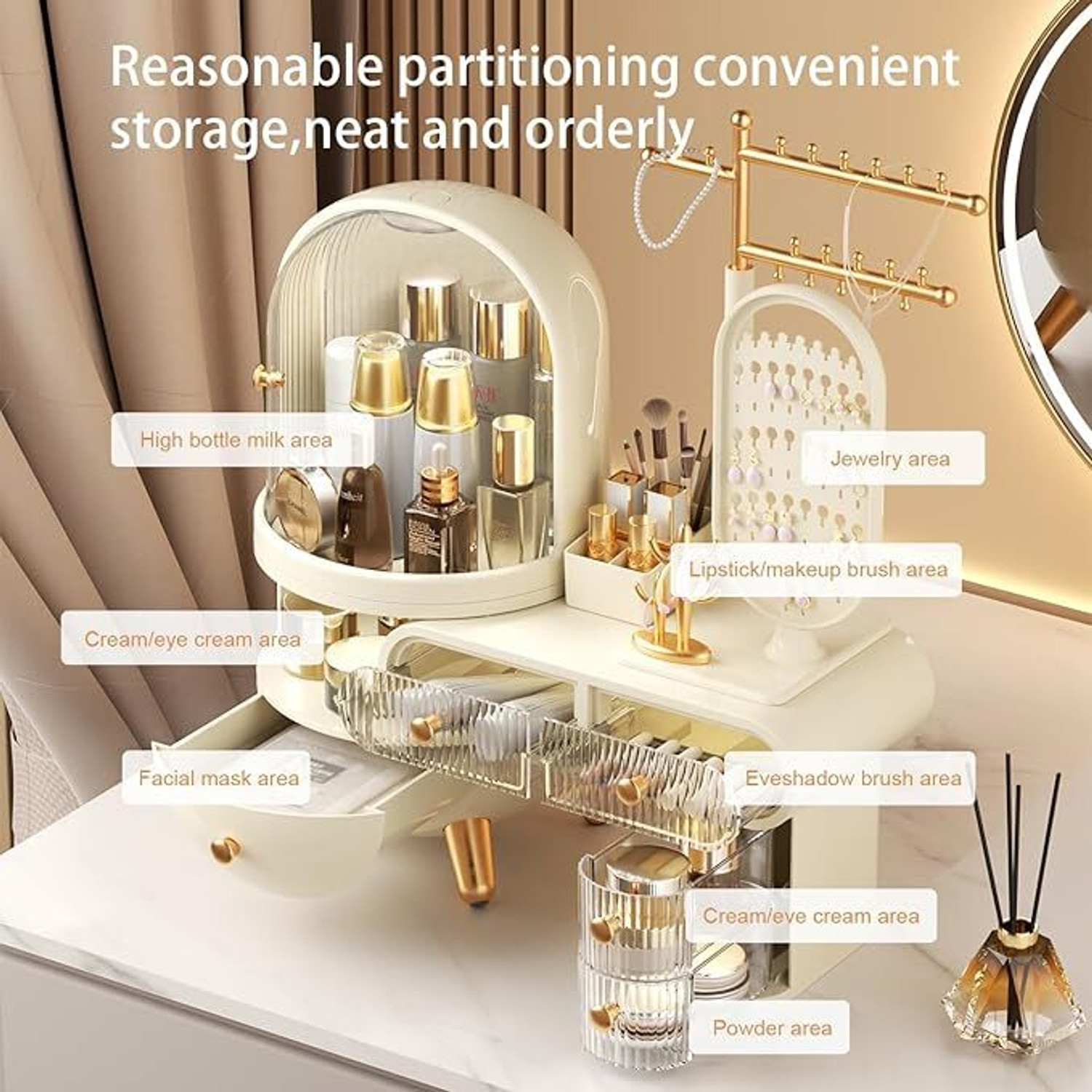 Image of Meneflix Wall Mounted Jewelry Organizer Makeup Case Vanity Box