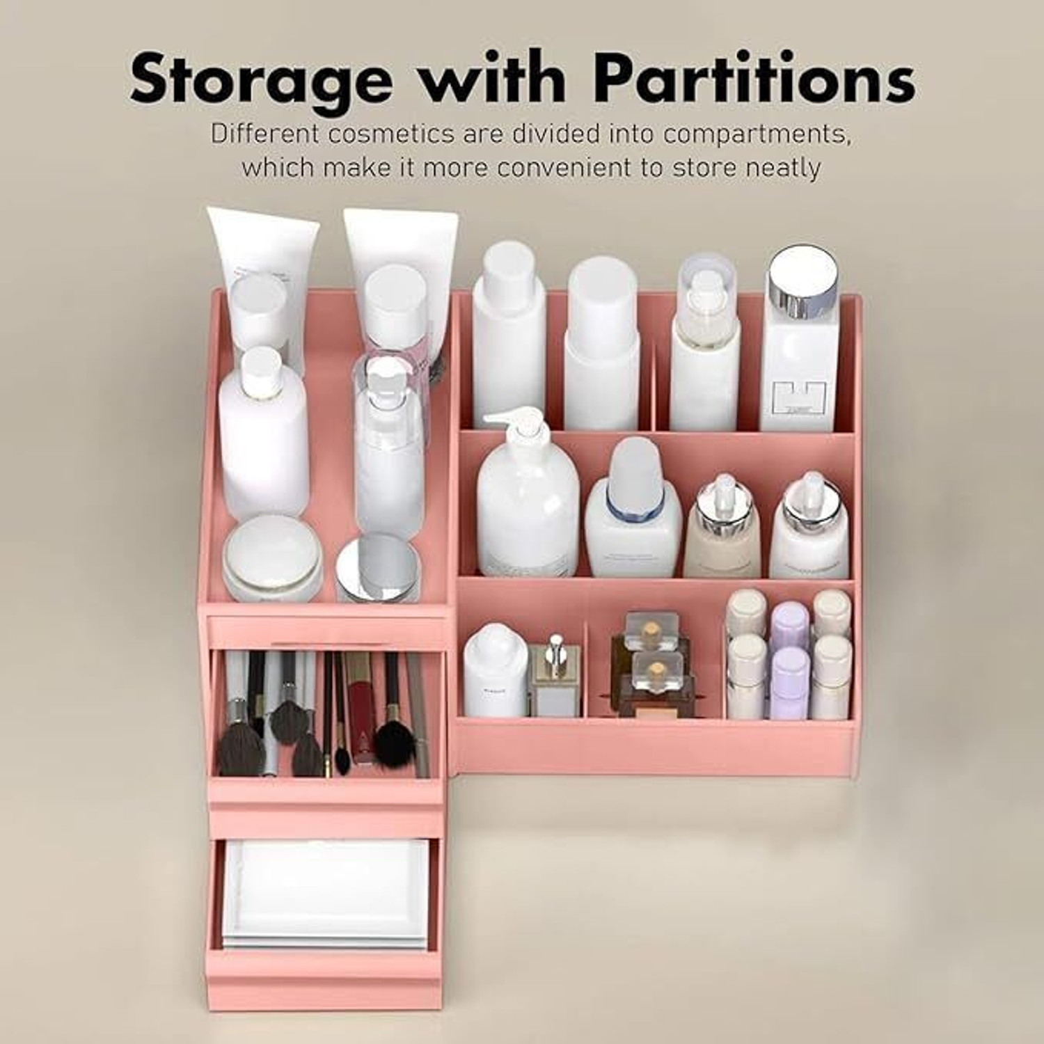 Image of Yopava Large Capacity Cosmetic Storage Box Makeup Drawer Organizer Portable, Modern Countertop Storage for Dressing Table Vanity Box Vanity Box