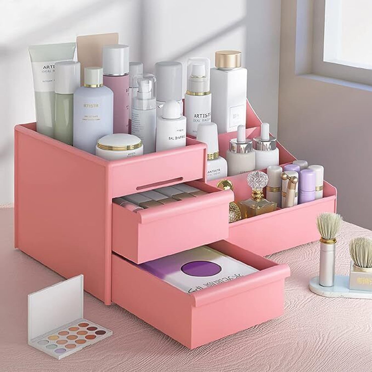 Image of Yopava Large Capacity Cosmetic Storage Box Makeup Drawer Organizer Portable, Modern Countertop Storage for Dressing Table Vanity Box Vanity Box