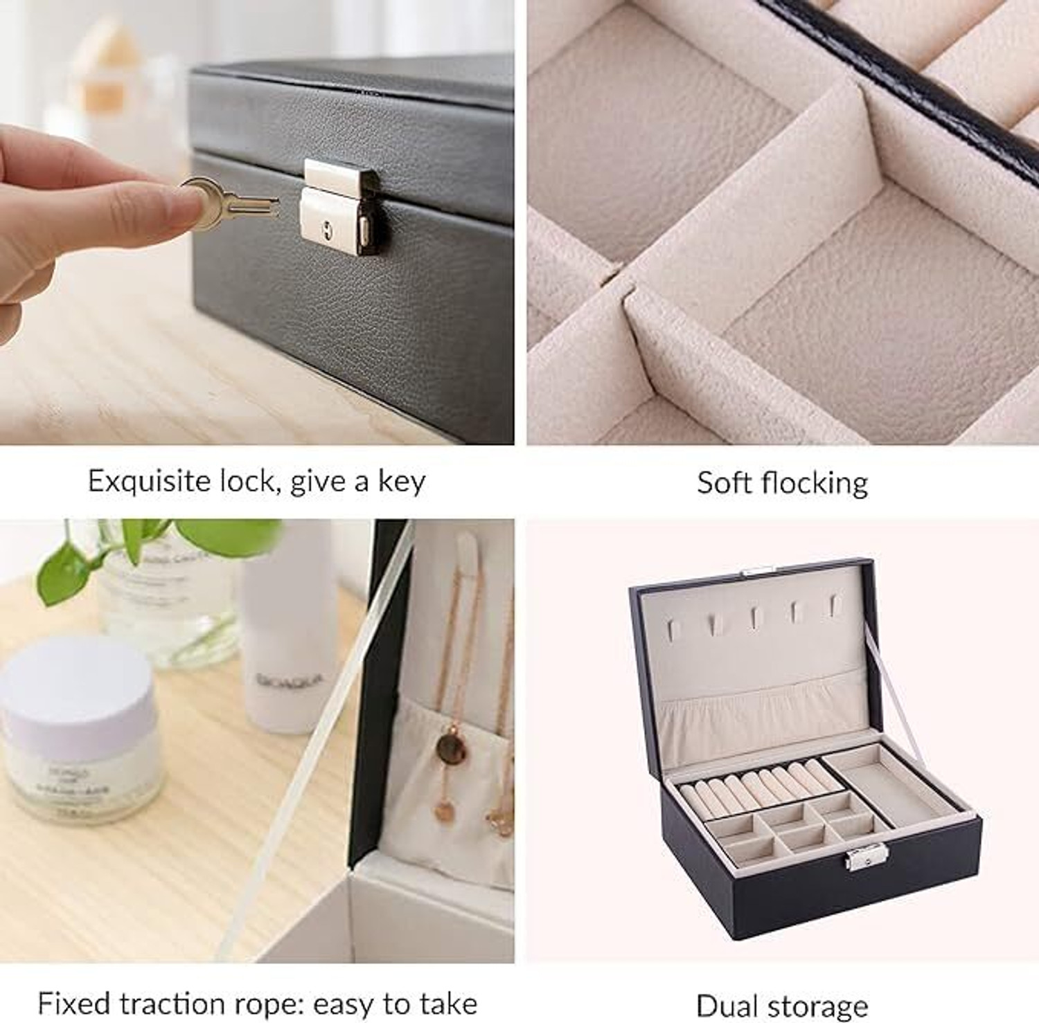 Image of MAMOHALU Jewelry Box Organizer for Women Girls,Large PU Leather Jewellery Storage Case. Jewellery Organizer Vanity Box