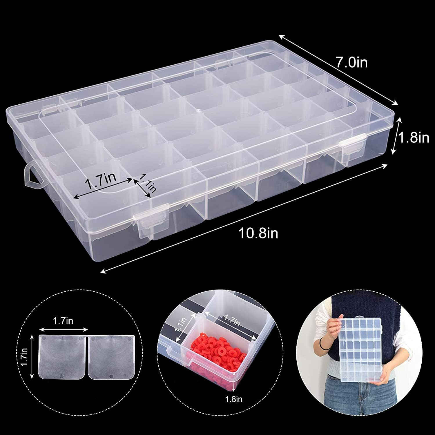 Image of Wishbone 3-Layers 18 Grids Detachable Square Desktop Storage Box Clear Plastic Beads JEWELRY BOX, MEDICINE STORAGE BOX, MACK UP BOX Vanity Box