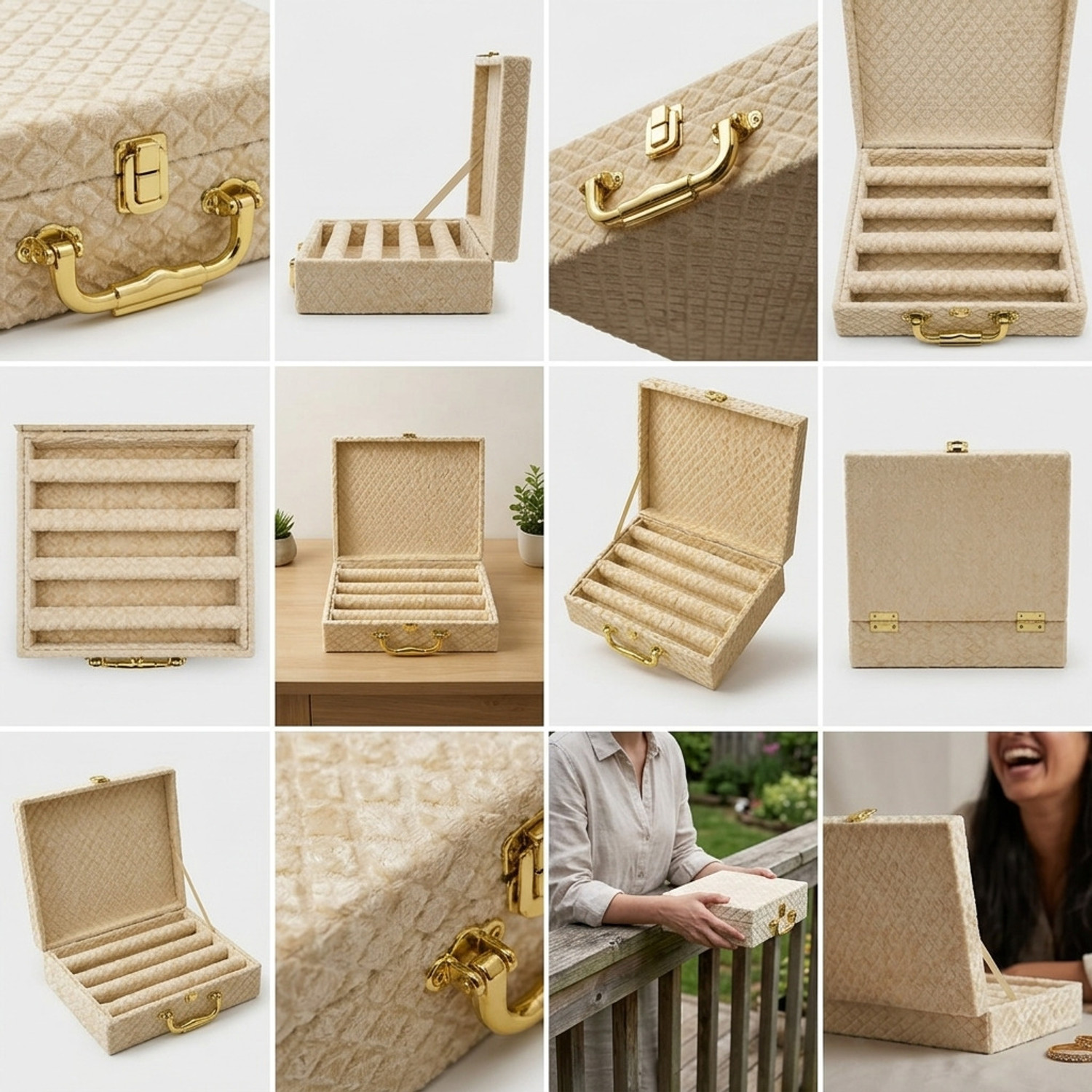 Image of Bubs Spun Premium Velvet Bangle Organizer Box Bangle Storage & Organization, Bangle & Bracelet Organizer, Bridal Bangle Storage Vanity Box